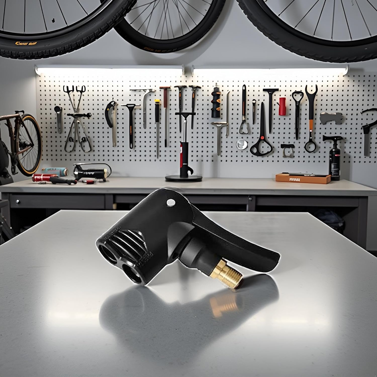 Black Bike Pump Adapter Presta Valve Adapter Dual Head Bike Track Pump Tyre Air Pump Valve Adapter Pump Connector Head Tires Tubes Accessories - Image 3
