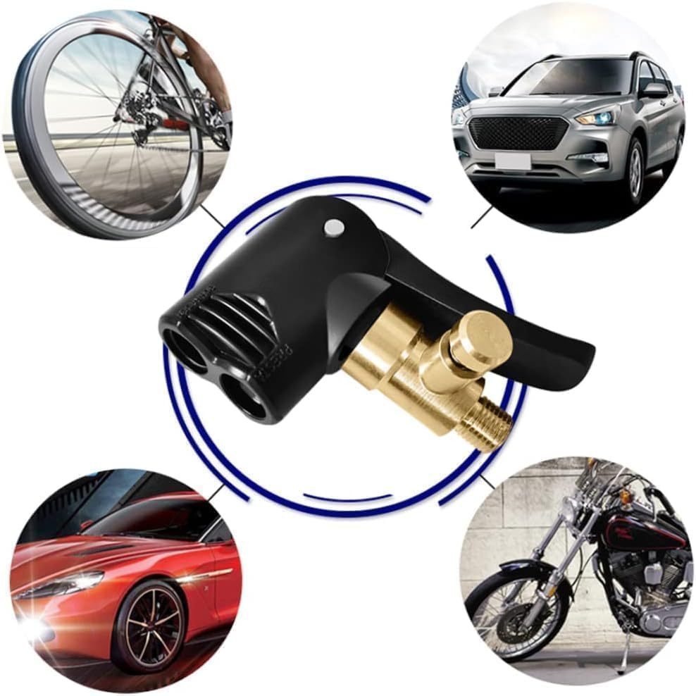 Black Bike Pump Adapter Presta Valve Adapter Dual Head Bike Track Pump Tyre Air Pump Valve Adapter Pump Connector Head Tires Tubes Accessories - Image 6
