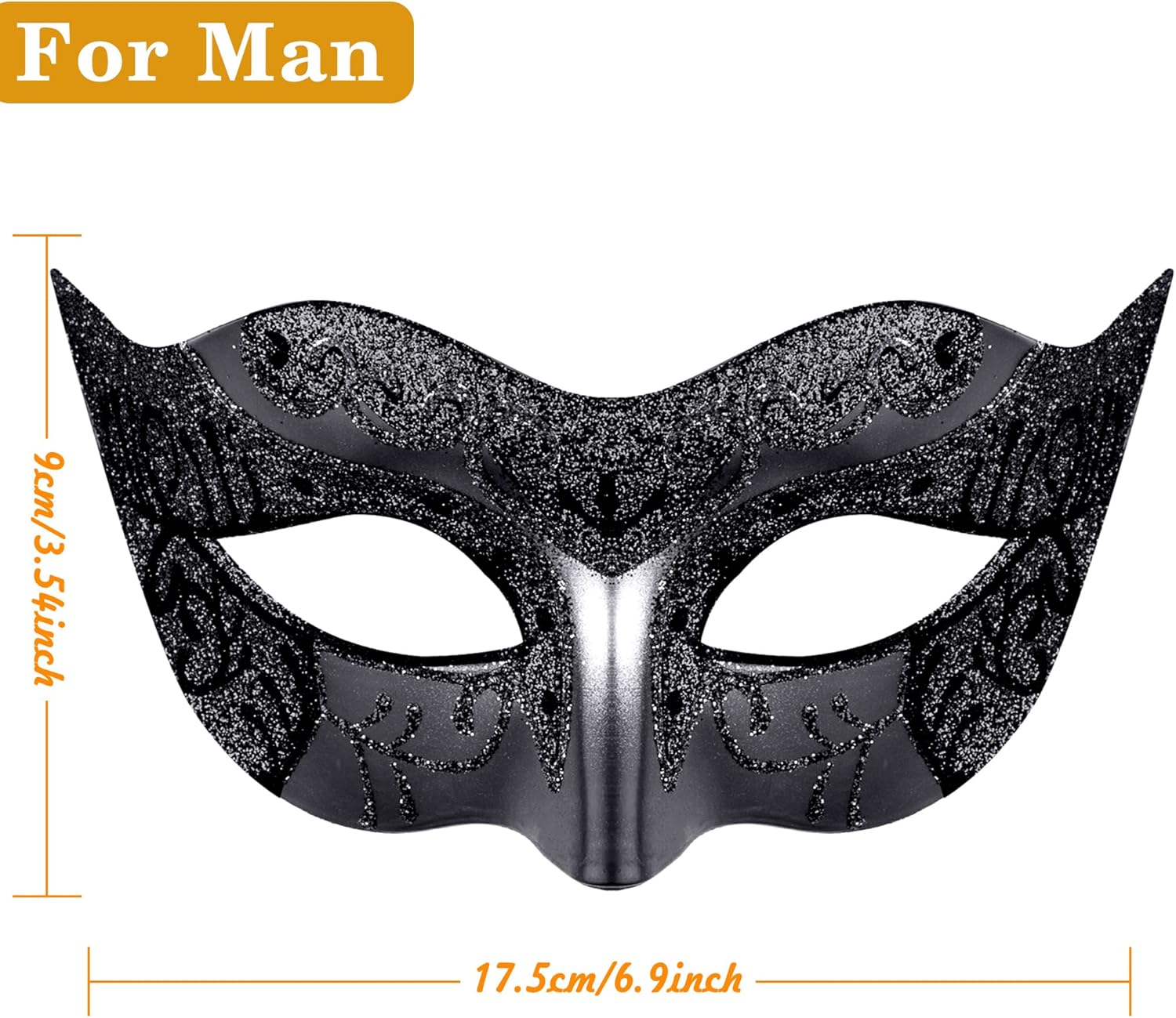 Couple Masquerade Masks Sequins Venetian Party Mask Plastic Costume Mask Rhinestone Mardi Gras Mask for Couples, Black - Image 2