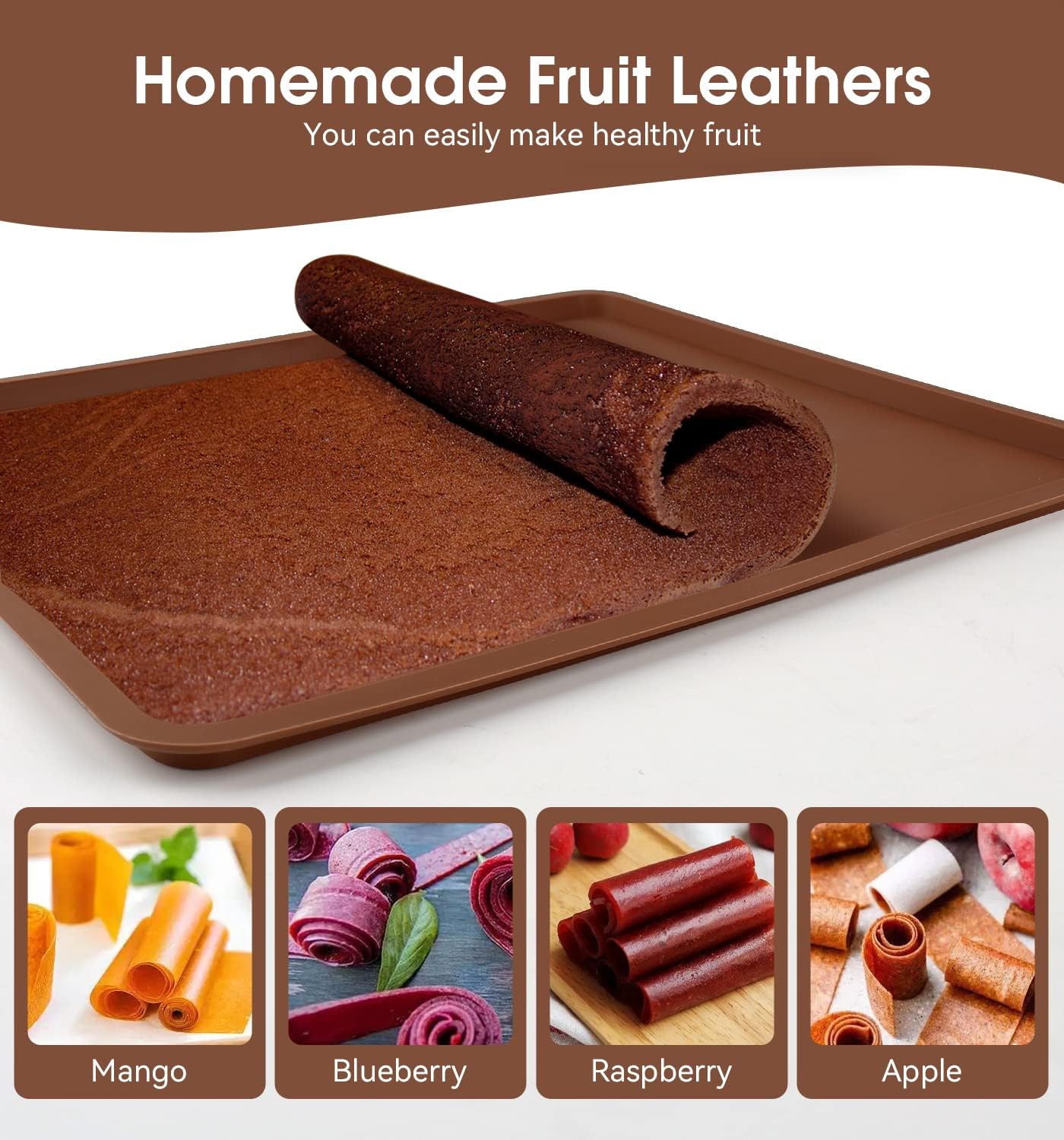 4 PCS Silicone Dehydrator mats with Edge Compatible with Cosori CP267-FD & Magic Mill, BPA-Free Silicone Tray Liners, Fruit Roll Sheet for Fruit Leather, Vegetables, Meat, Herbs and Liquid - Image 3