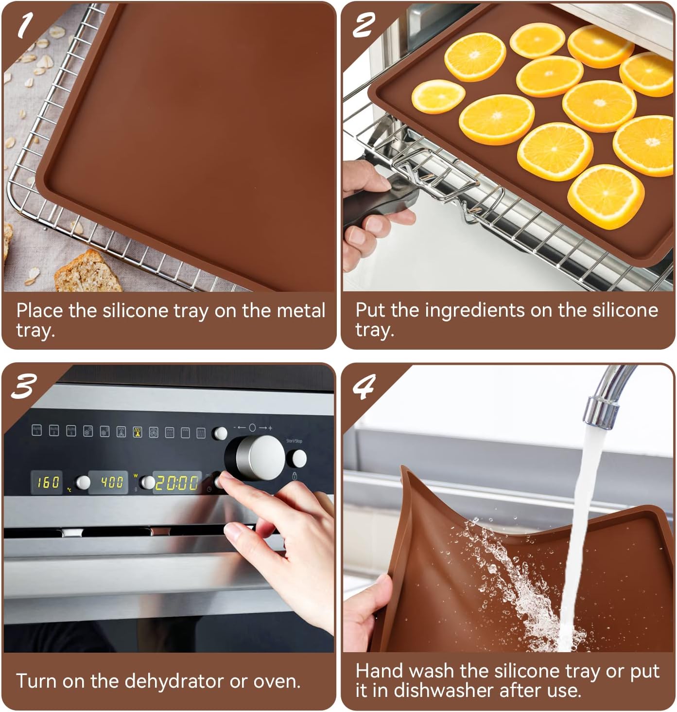 4 PCS Silicone Dehydrator mats with Edge Compatible with Cosori CP267-FD & Magic Mill, BPA-Free Silicone Tray Liners, Fruit Roll Sheet for Fruit Leather, Vegetables, Meat, Herbs and Liquid - Image 5