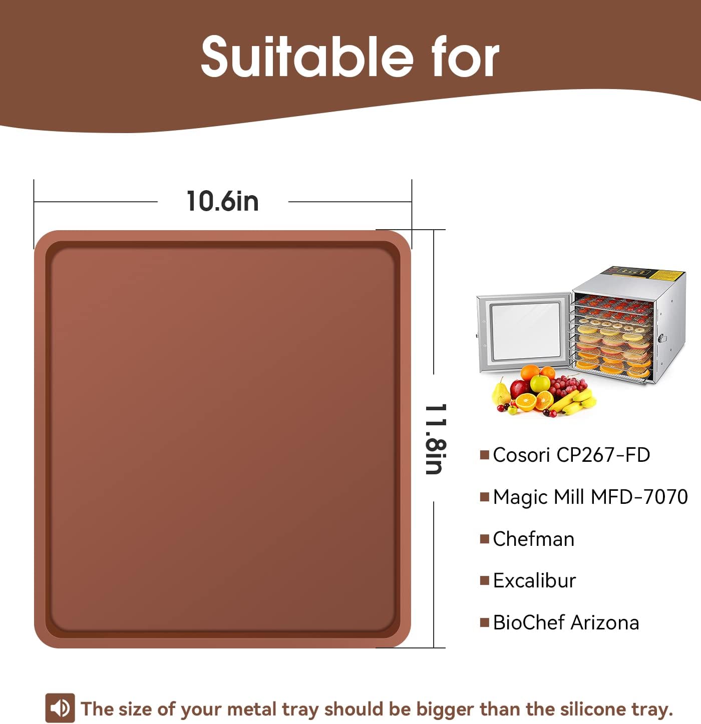 4 PCS Silicone Dehydrator mats with Edge Compatible with Cosori CP267-FD & Magic Mill, BPA-Free Silicone Tray Liners, Fruit Roll Sheet for Fruit Leather, Vegetables, Meat, Herbs and Liquid - Image 6