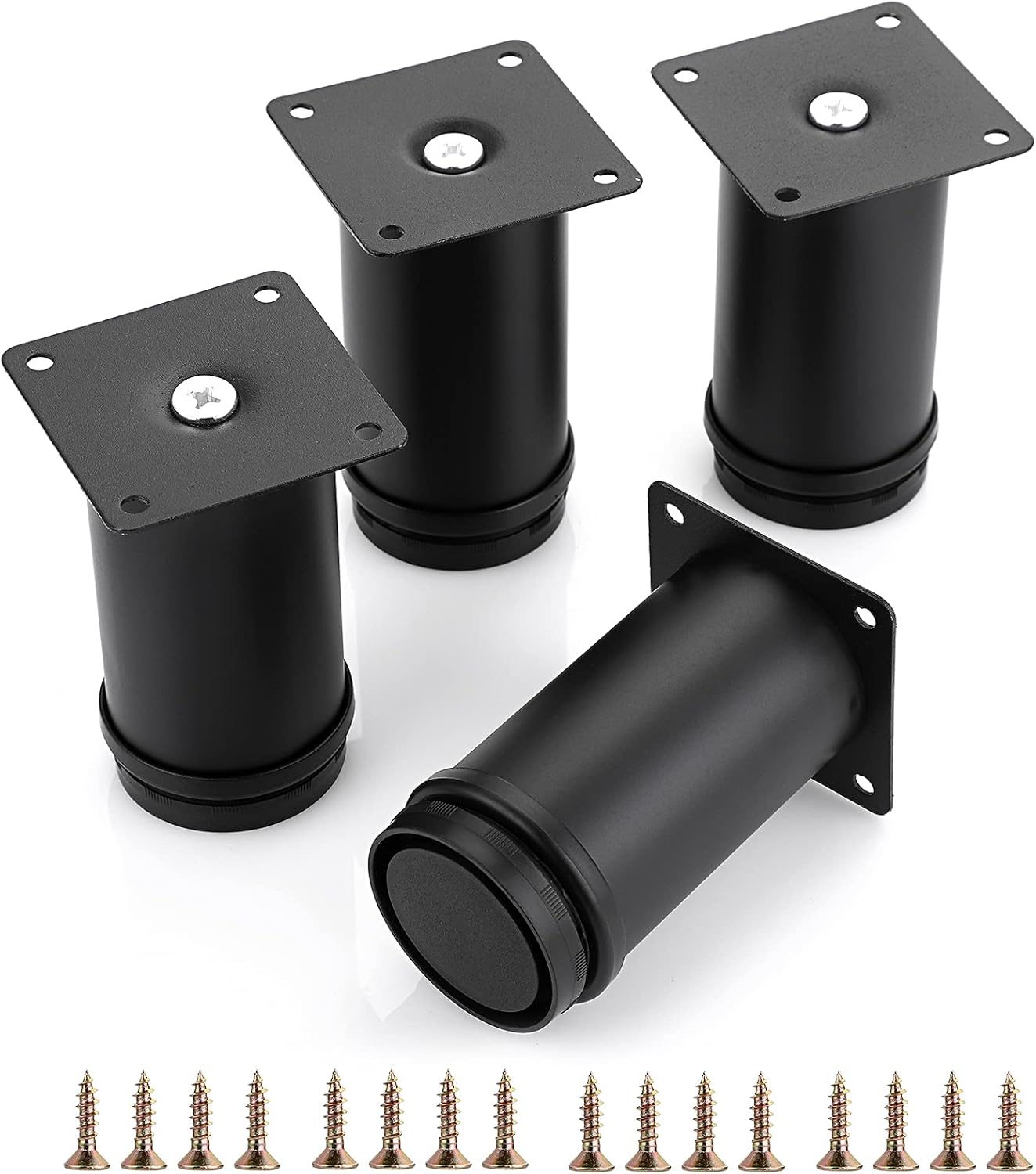 4Pcs 4 Inch Adjustable Replacement Furniture Legs Feets - Stainless Steel Table Legs Extenders Heavy Duty Furniture Risers Lifters for Cabinet Sofa Chair Desk - Image 1