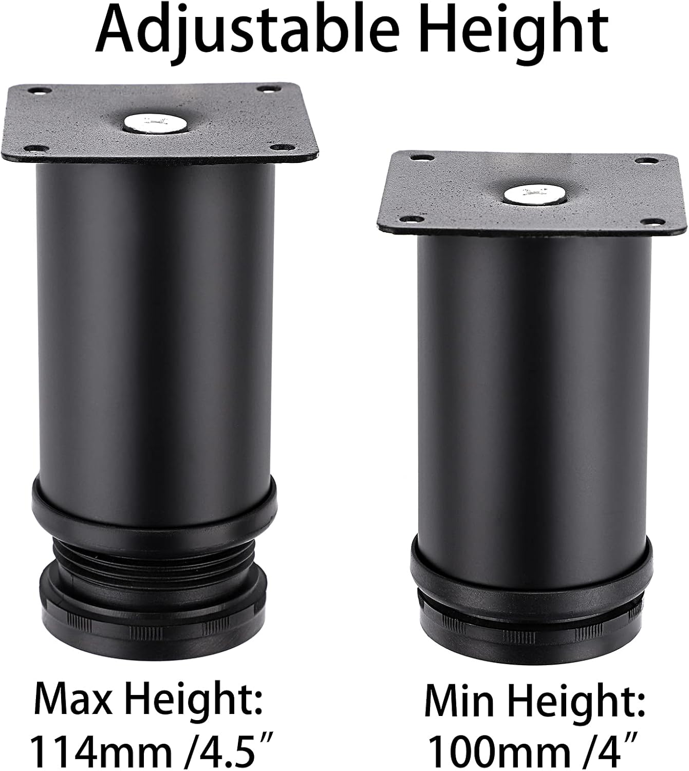 4Pcs 4 Inch Adjustable Replacement Furniture Legs Feets - Stainless Steel Table Legs Extenders Heavy Duty Furniture Risers Lifters for Cabinet Sofa Chair Desk - Image 5