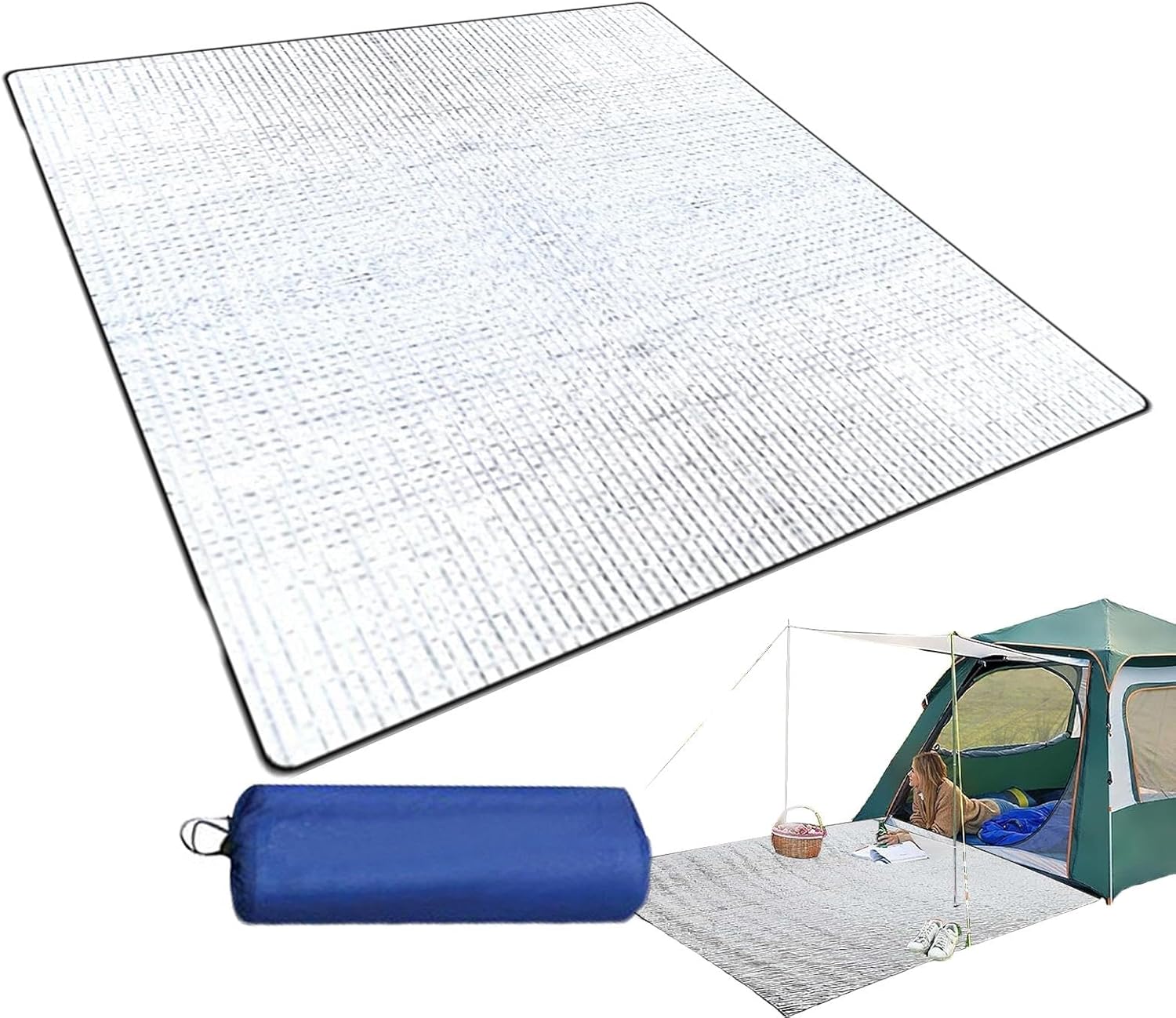 200*200CM Aluminium Foil Camping Mat, Insulating Waterproof Thermal Foam Sleeping Mat For Camping, Sleeping Roll Pad Of Aluminum Foil, Foldable Double-sided Tent Mat For Outdoor Camping Hiking Picnic - Image 1
