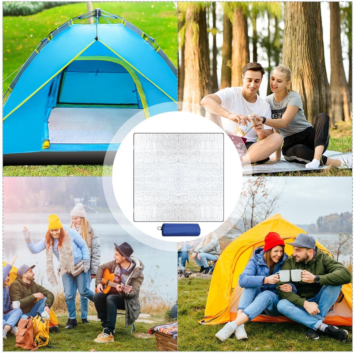 200*200CM Aluminium Foil Camping Mat, Insulating Waterproof Thermal Foam Sleeping Mat For Camping, Sleeping Roll Pad Of Aluminum Foil, Foldable Double-sided Tent Mat For Outdoor Camping Hiking Picnic - Image 3