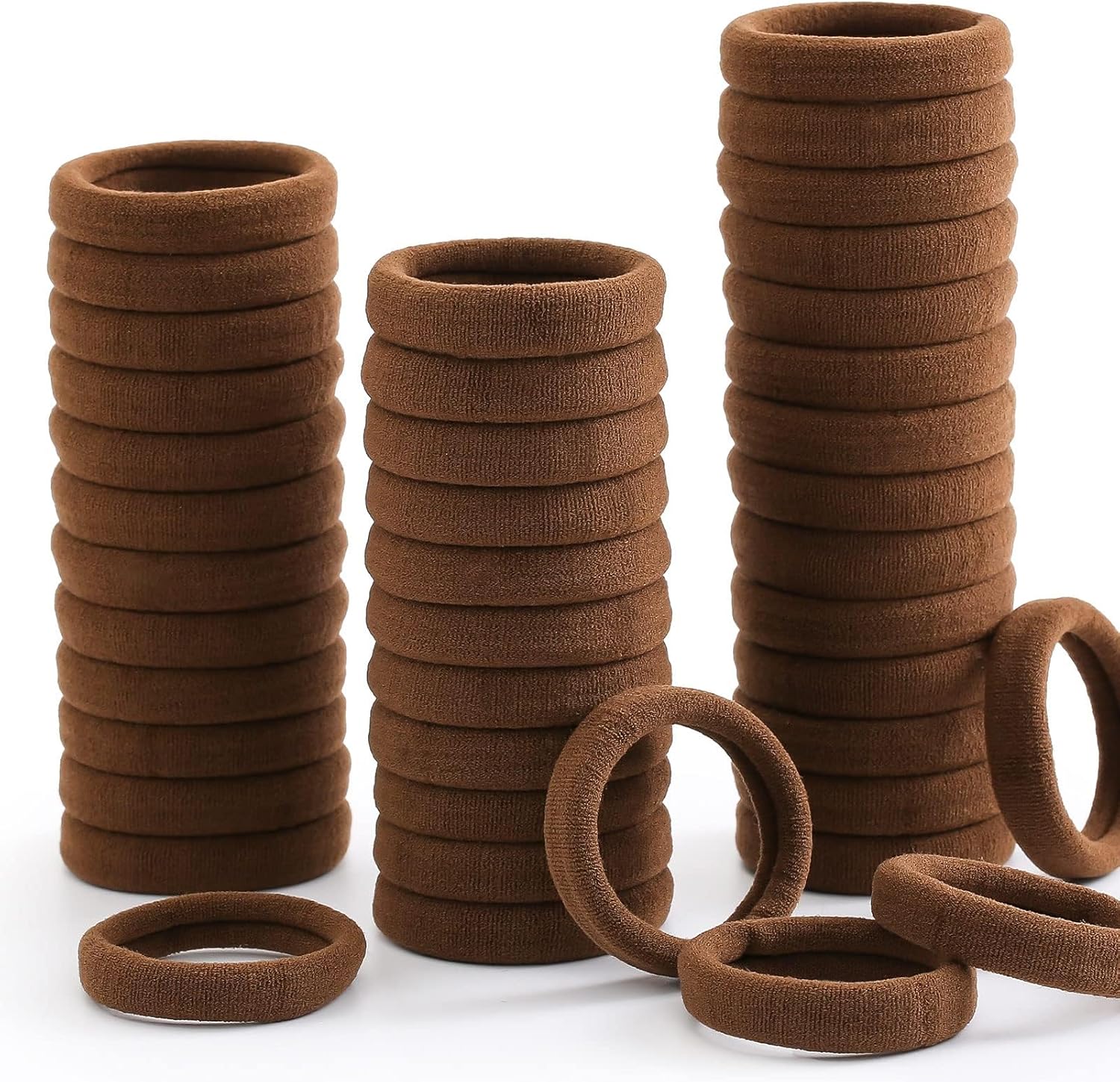 100 Pcs Thick Seamless Hair Ties, Ponytail Holders Hair Accessories No Damage for Thick Hair (Dark Brown Colors) - Image 1