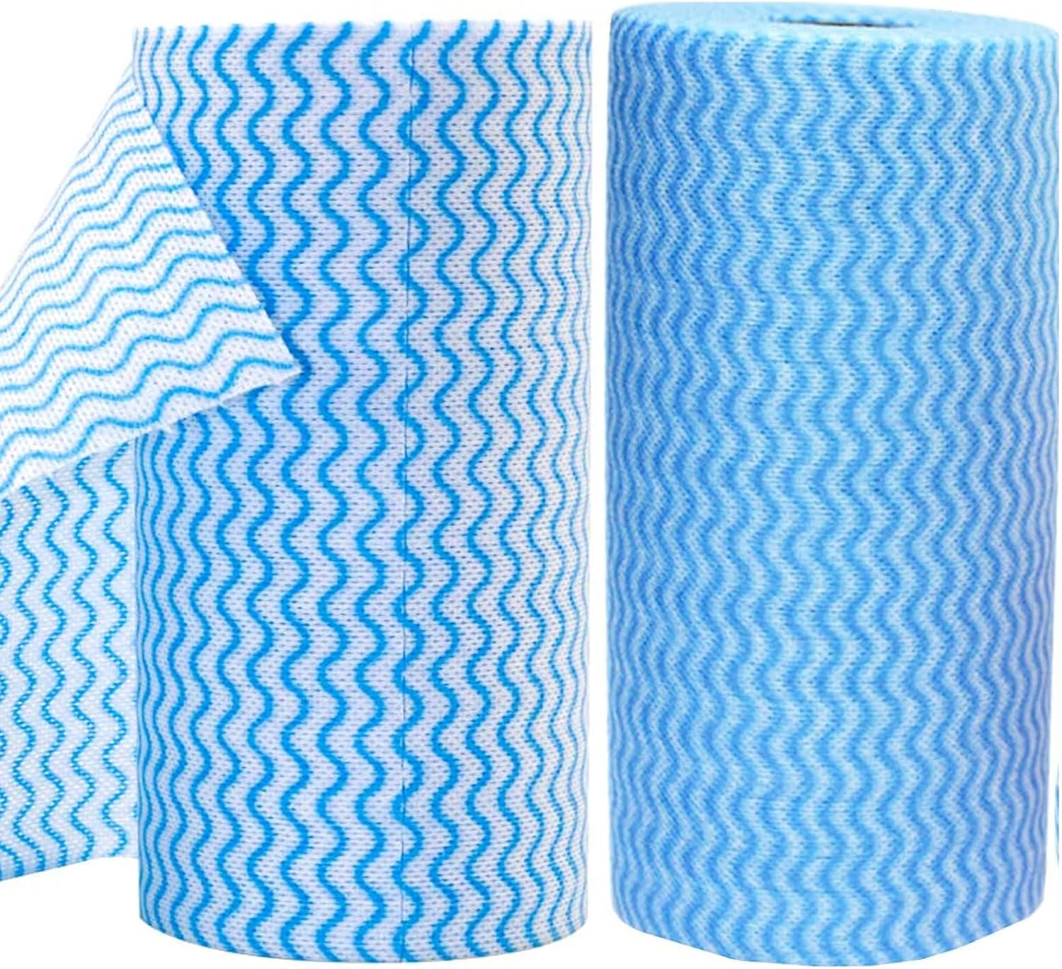 200 Counts Dish Cloths Kitchen Reusable, Disposable Cleaning Towels and Dish Cloths, Cleaning Rags Wipes Disposable,100 Count/Roll, Blue - Image 1