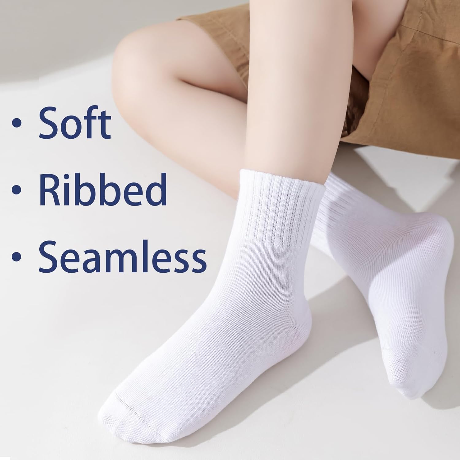 Boys Crew Socks Kids Seamless Cotton Socks Dress Socks Uniform Socks for Girls 4/8 Pairs - Image 2