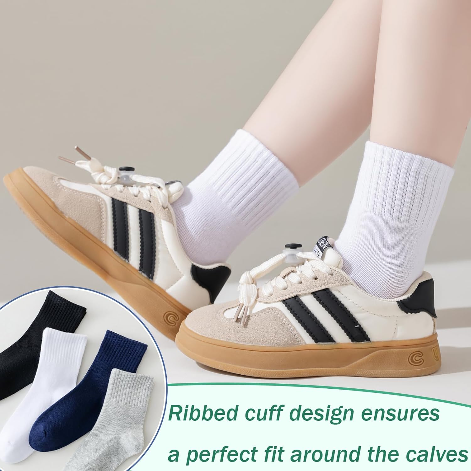 Boys Crew Socks Kids Seamless Cotton Socks Dress Socks Uniform Socks for Girls 4/8 Pairs - Image 3