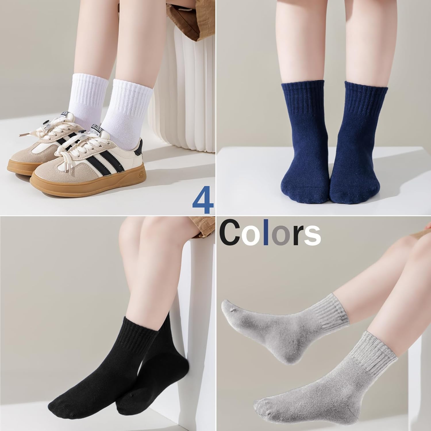 Boys Crew Socks Kids Seamless Cotton Socks Dress Socks Uniform Socks for Girls 4/8 Pairs - Image 5