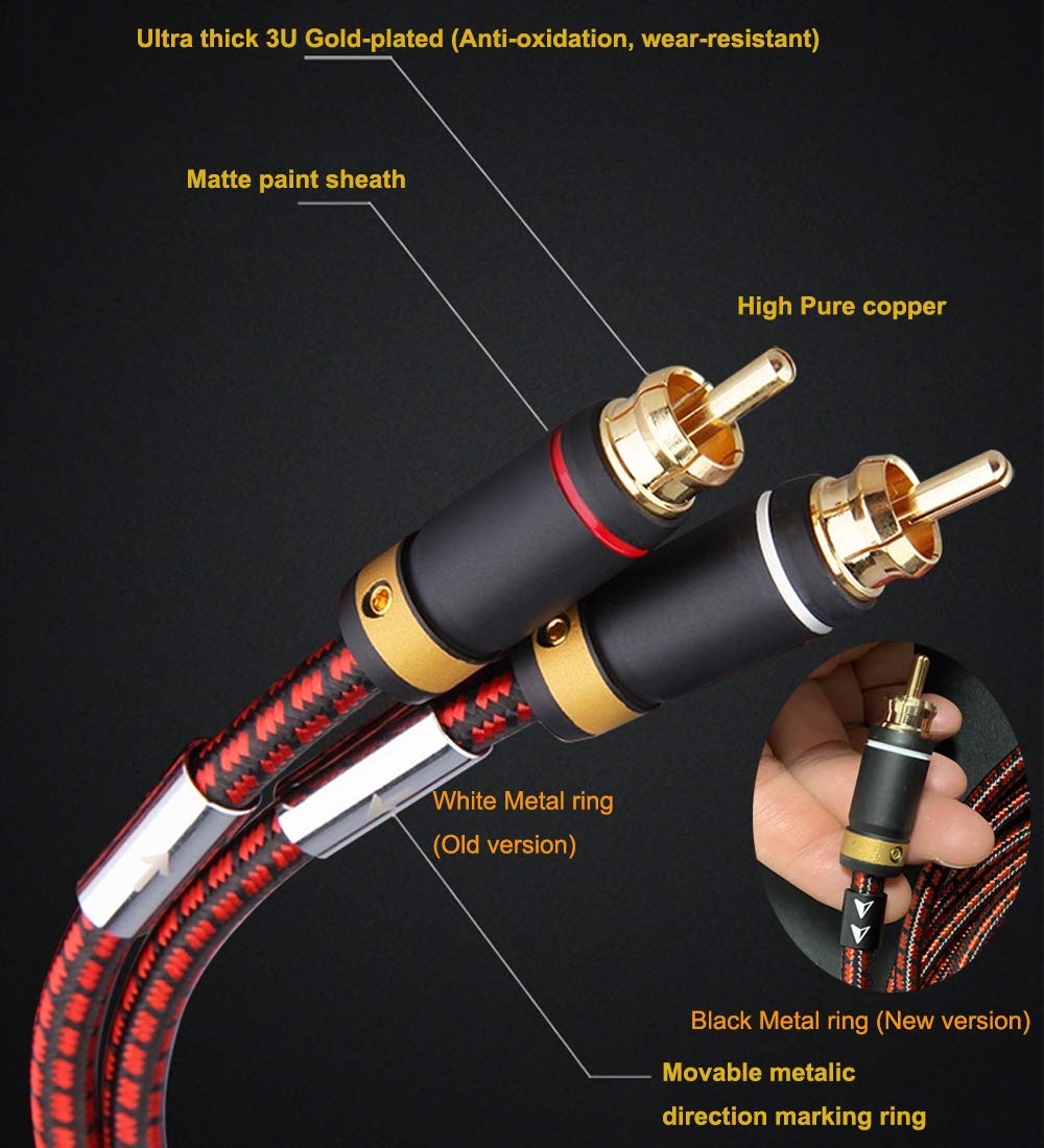 Auidophile 2RCA Male to 2RCA Male Stereo Audio Cable,Gold Plated | 4N Oxgen-Free Copper Core (6 Feet (2M)) - Image 8