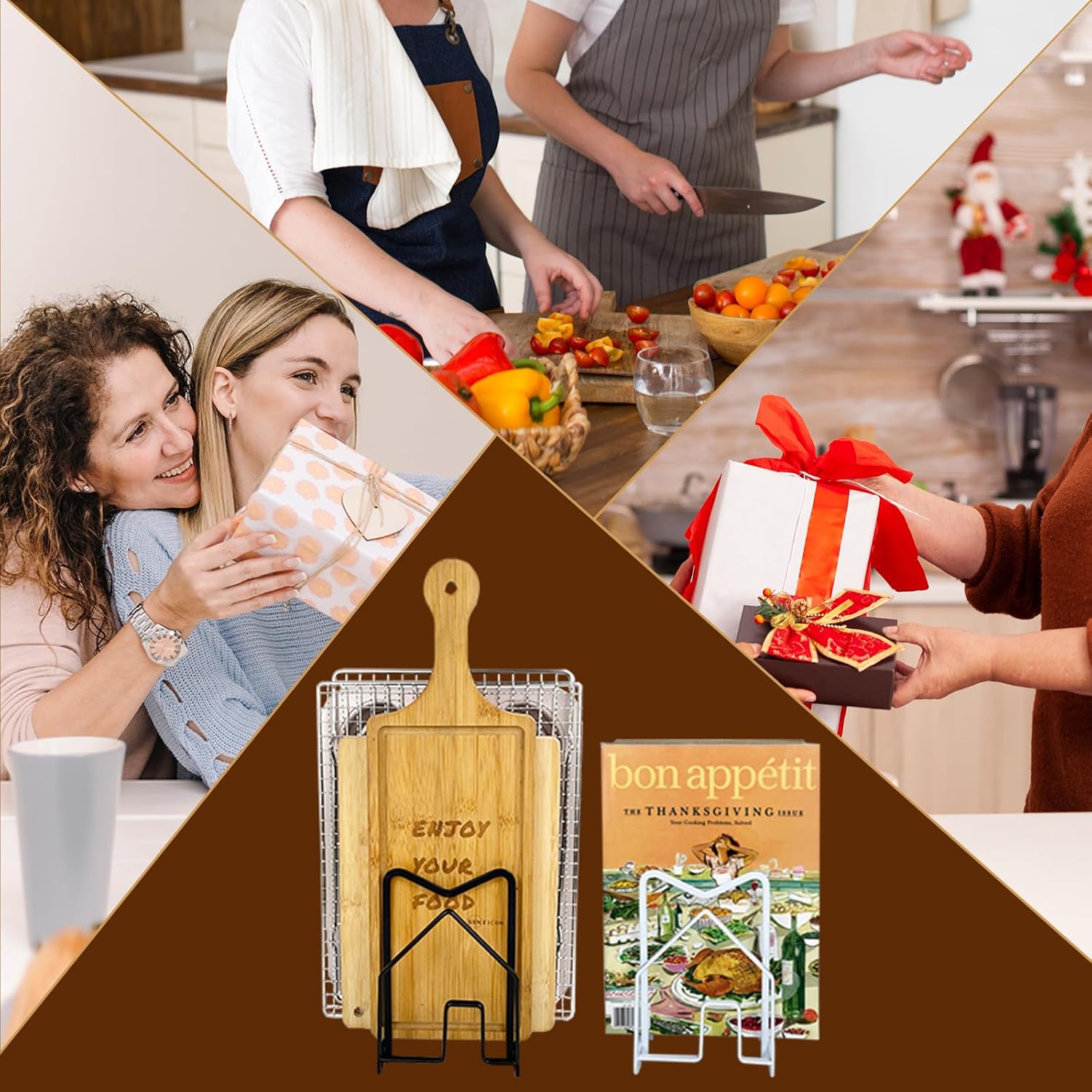 SUNIFCON Cutting Board Rack Organizer Chopping Board Stand Holder Kitchen Countertop Pots Pan Lids Rack Organizer Flat Steel 4.92 x 5.71 x 8.46 in. Black - Image 6