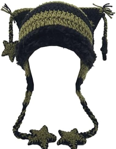Cat Beanie Beanies Y2k Beanie Knit Hat Grunge Goth y2k Accessories Crochet Hats for Women - Image 1