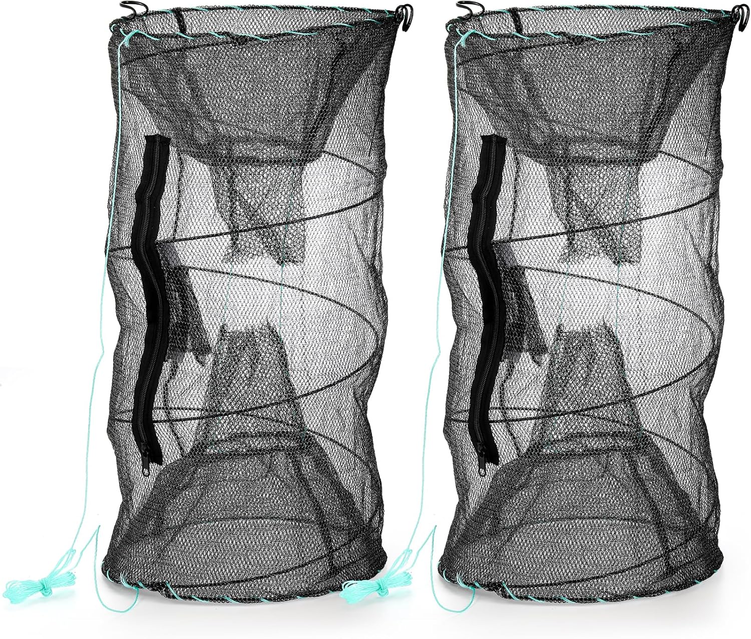 Set of 2 Fishing Bait Trap, Crab Trap Minnow Trap, Crawfish Trap, Collapsible Cast Net, Foldable Fishing Net Trap, Lobster Trap, Portable Folded Fishing Accessories - Image 1
