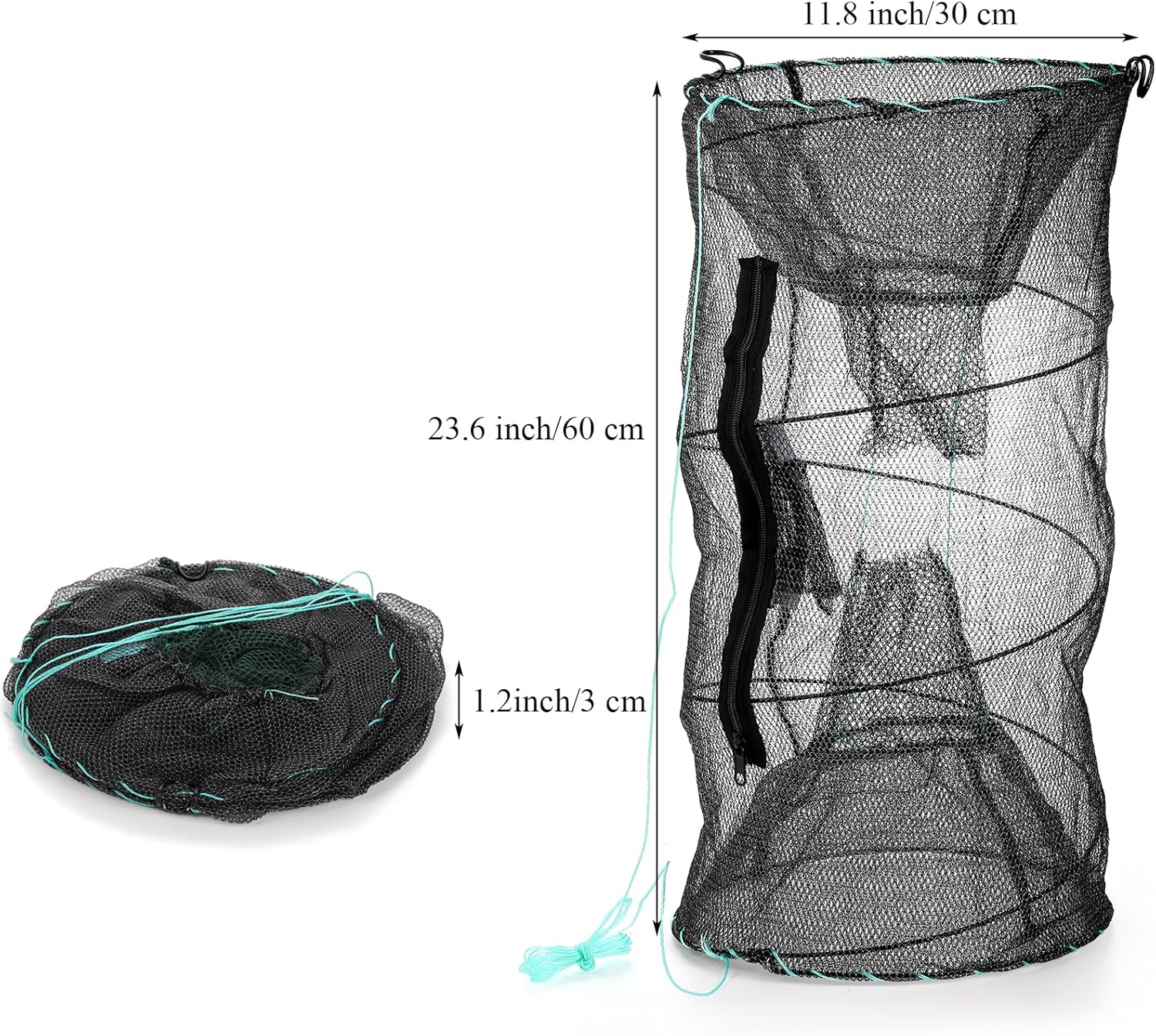 Set of 2 Fishing Bait Trap, Crab Trap Minnow Trap, Crawfish Trap, Collapsible Cast Net, Foldable Fishing Net Trap, Lobster Trap, Portable Folded Fishing Accessories - Image 2