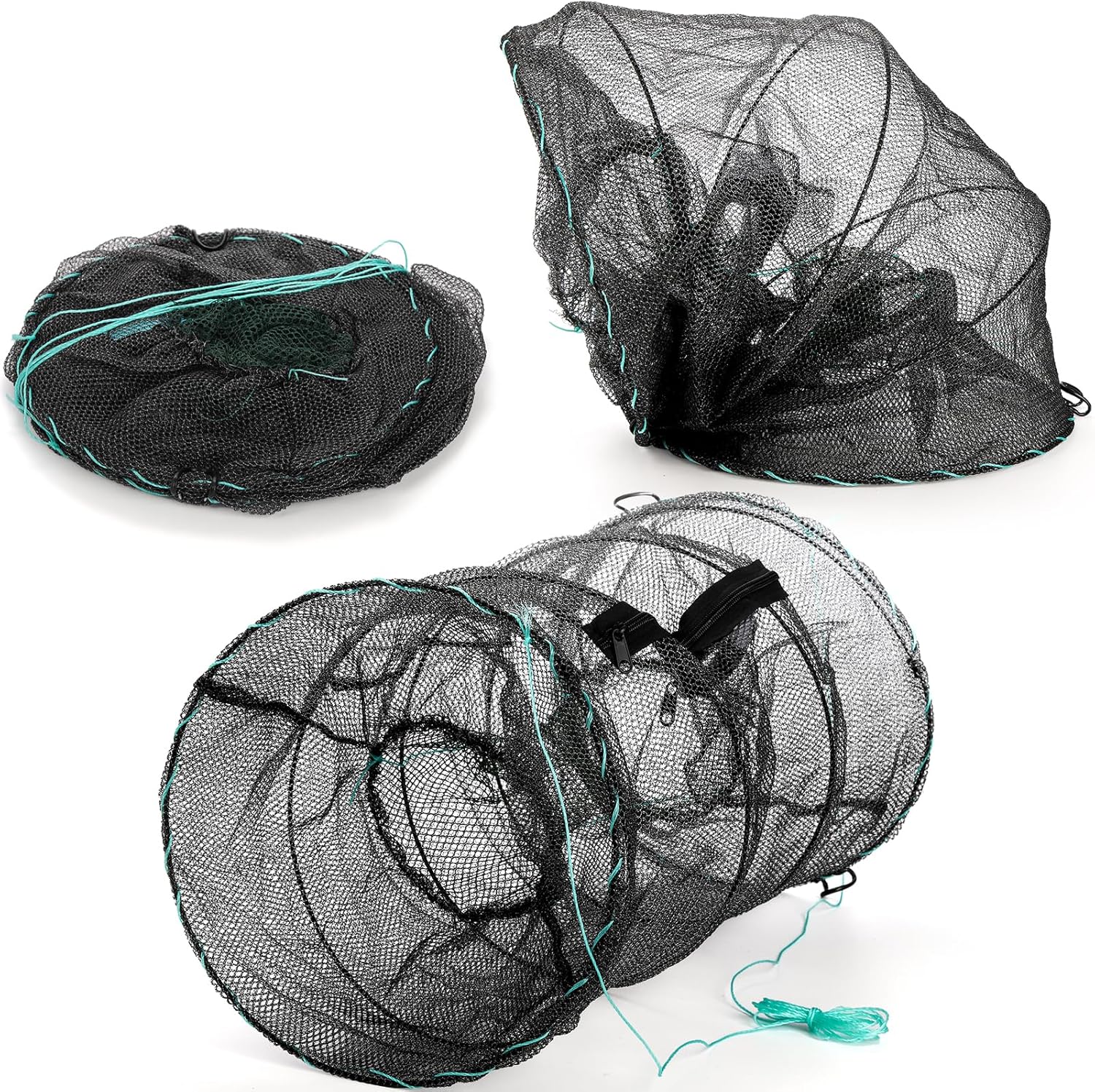 Set of 2 Fishing Bait Trap, Crab Trap Minnow Trap, Crawfish Trap, Collapsible Cast Net, Foldable Fishing Net Trap, Lobster Trap, Portable Folded Fishing Accessories - Image 4