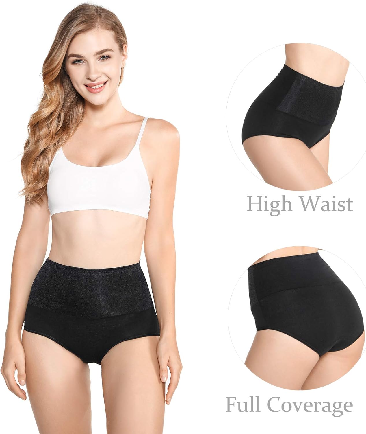 5-Pack Women's High Waist Tummy Control Panties Cotton Underwear No Muffin Top - Image 3