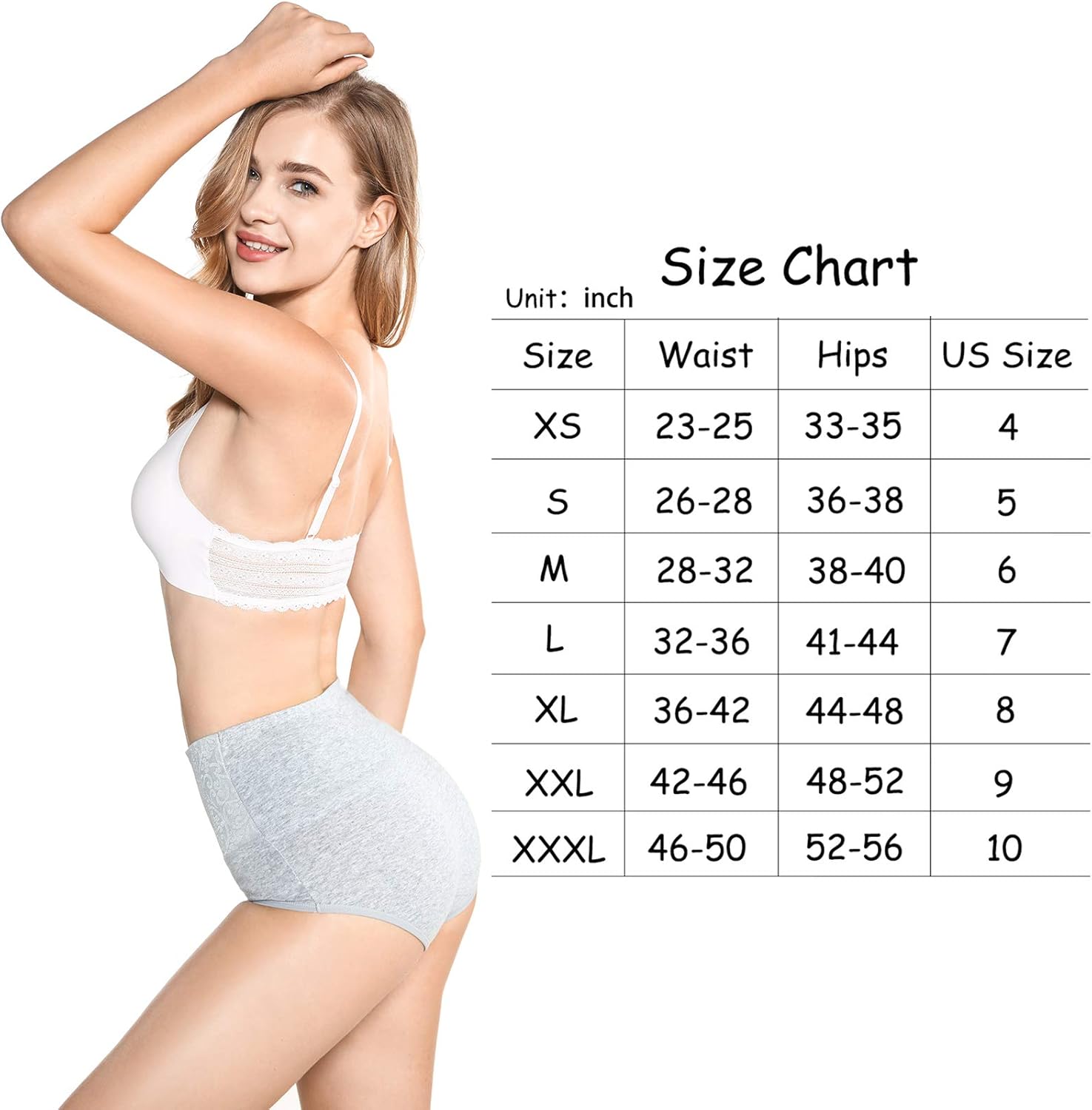 5-Pack Women's High Waist Tummy Control Panties Cotton Underwear No Muffin Top - Image 5