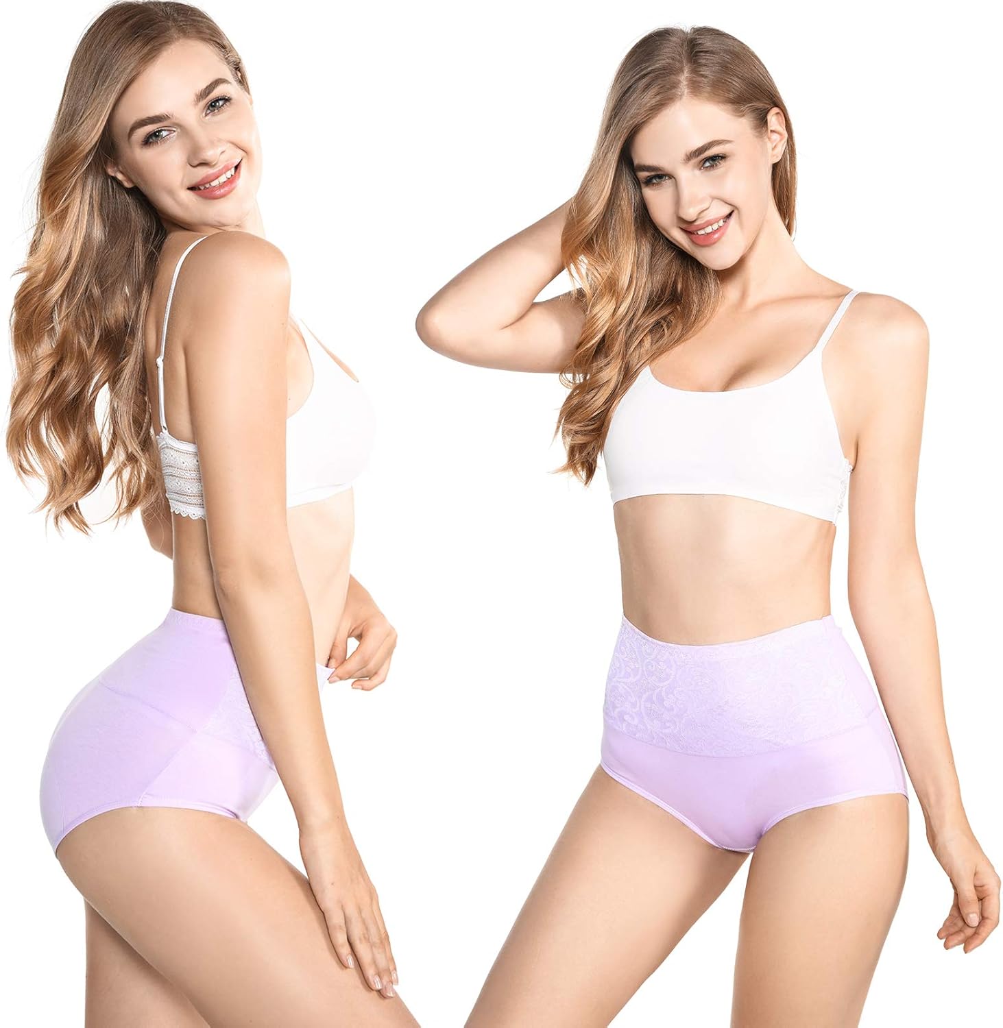 5-Pack Women's High Waist Tummy Control Panties Cotton Underwear No Muffin Top - Image 7
