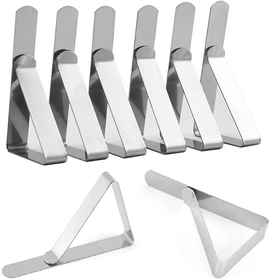 Table Cloth Clips 8pcs, Stainless Steel Metal Triangle Picnic Table Clips for Home, Restaurant, Picnic, Party - Image 1