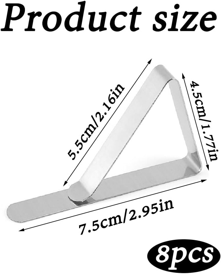 Table Cloth Clips 8pcs, Stainless Steel Metal Triangle Picnic Table Clips for Home, Restaurant, Picnic, Party - Image 7