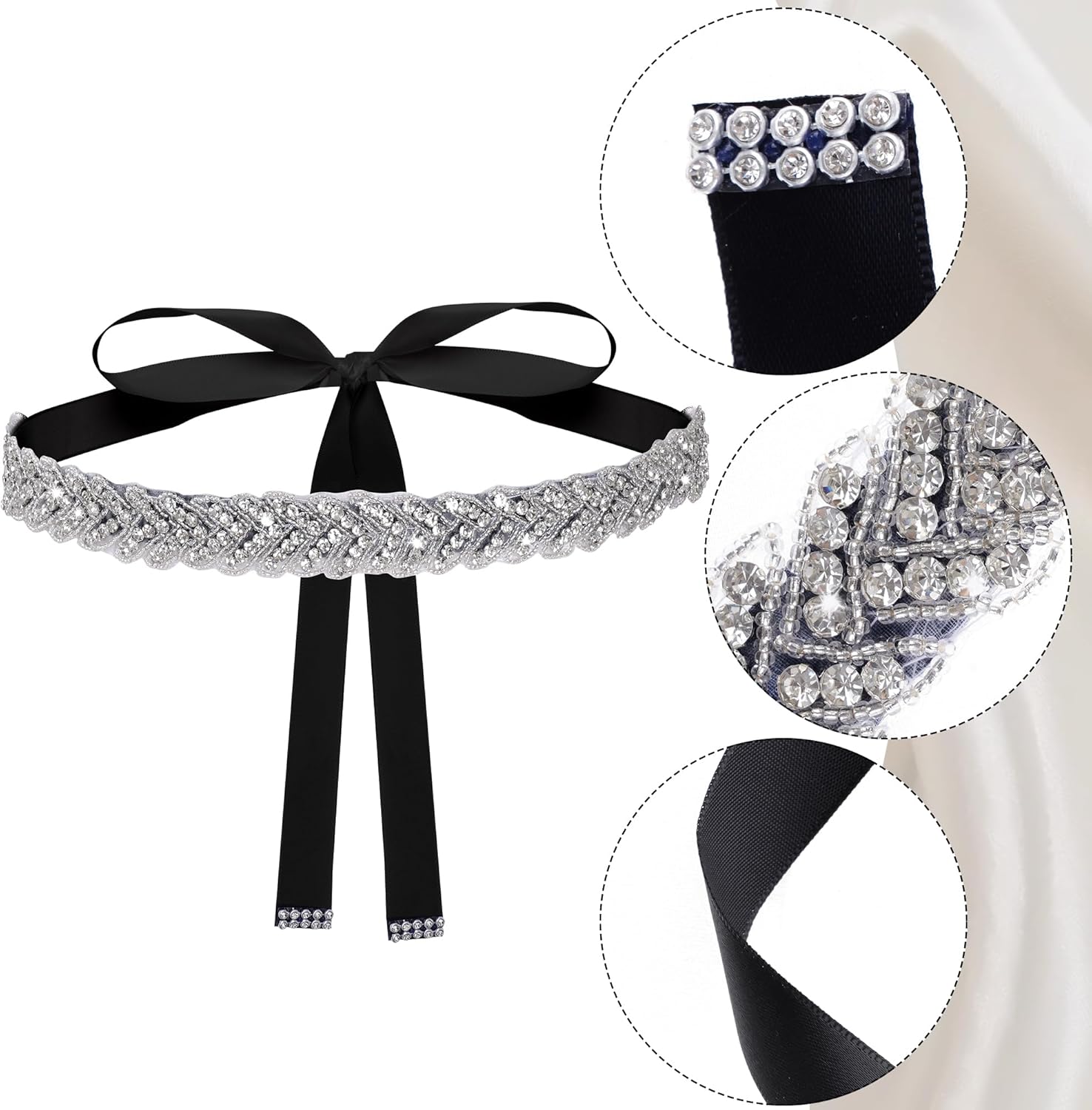 Bridal Rhinestone Wedding Waist Belt for Women Sparkly Belt Wedding Satin Sash for Special Occasion - Image 3