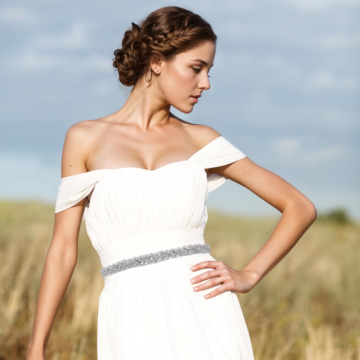Bridal Rhinestone Wedding Waist Belt for Women Sparkly Belt Wedding Satin Sash for Special Occasion - Image 5