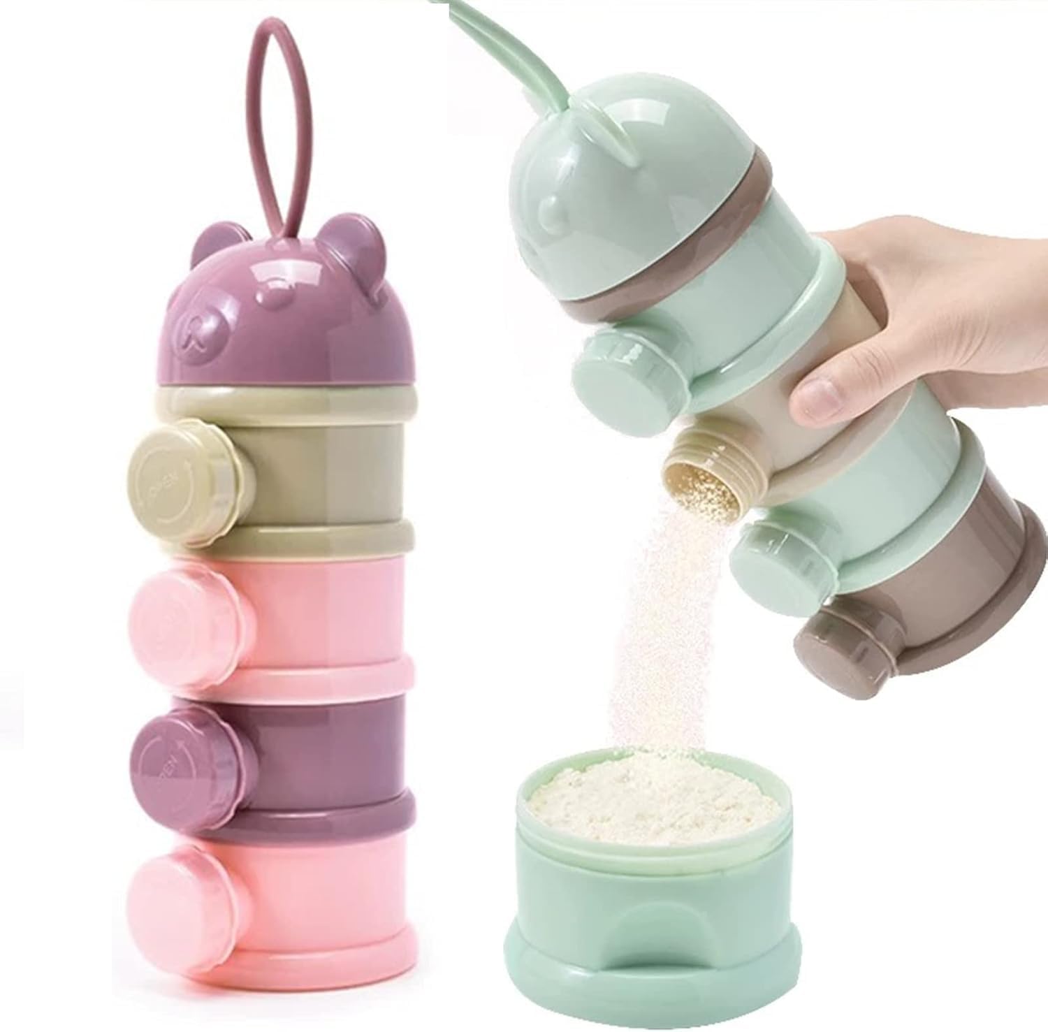 2 PCS 4 Layers Baby Milk Powder Dispenser, Milk Powder Pots,Food Storage Tank, Candy Storage Tank, Formula Dispenser Portable Milk Powder Formula Dispenser Container Pot Box Milk Cans Snack Storage - Image 1