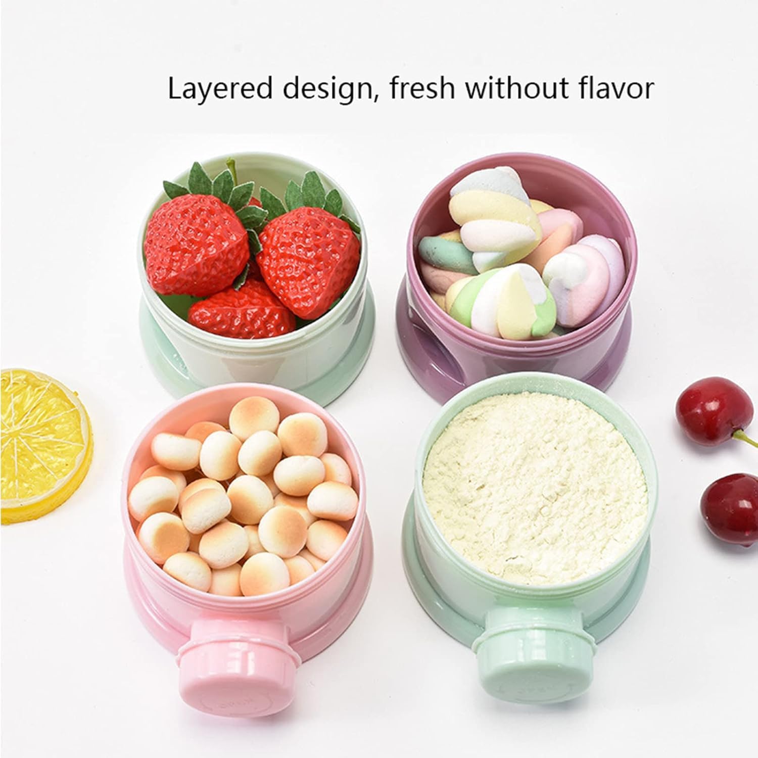 2 PCS 4 Layers Baby Milk Powder Dispenser, Milk Powder Pots,Food Storage Tank, Candy Storage Tank, Formula Dispenser Portable Milk Powder Formula Dispenser Container Pot Box Milk Cans Snack Storage - Image 3