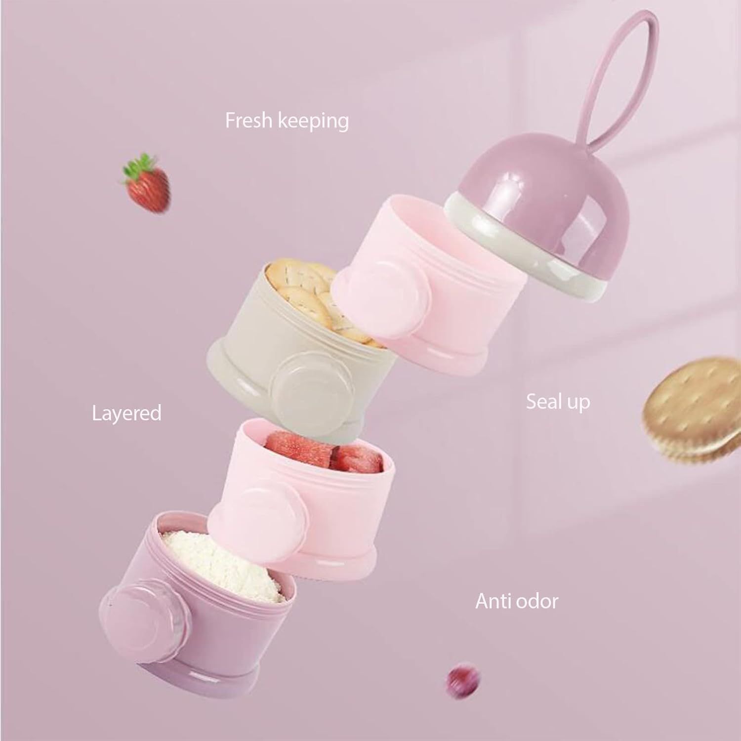 2 PCS 4 Layers Baby Milk Powder Dispenser, Milk Powder Pots,Food Storage Tank, Candy Storage Tank, Formula Dispenser Portable Milk Powder Formula Dispenser Container Pot Box Milk Cans Snack Storage - Image 5