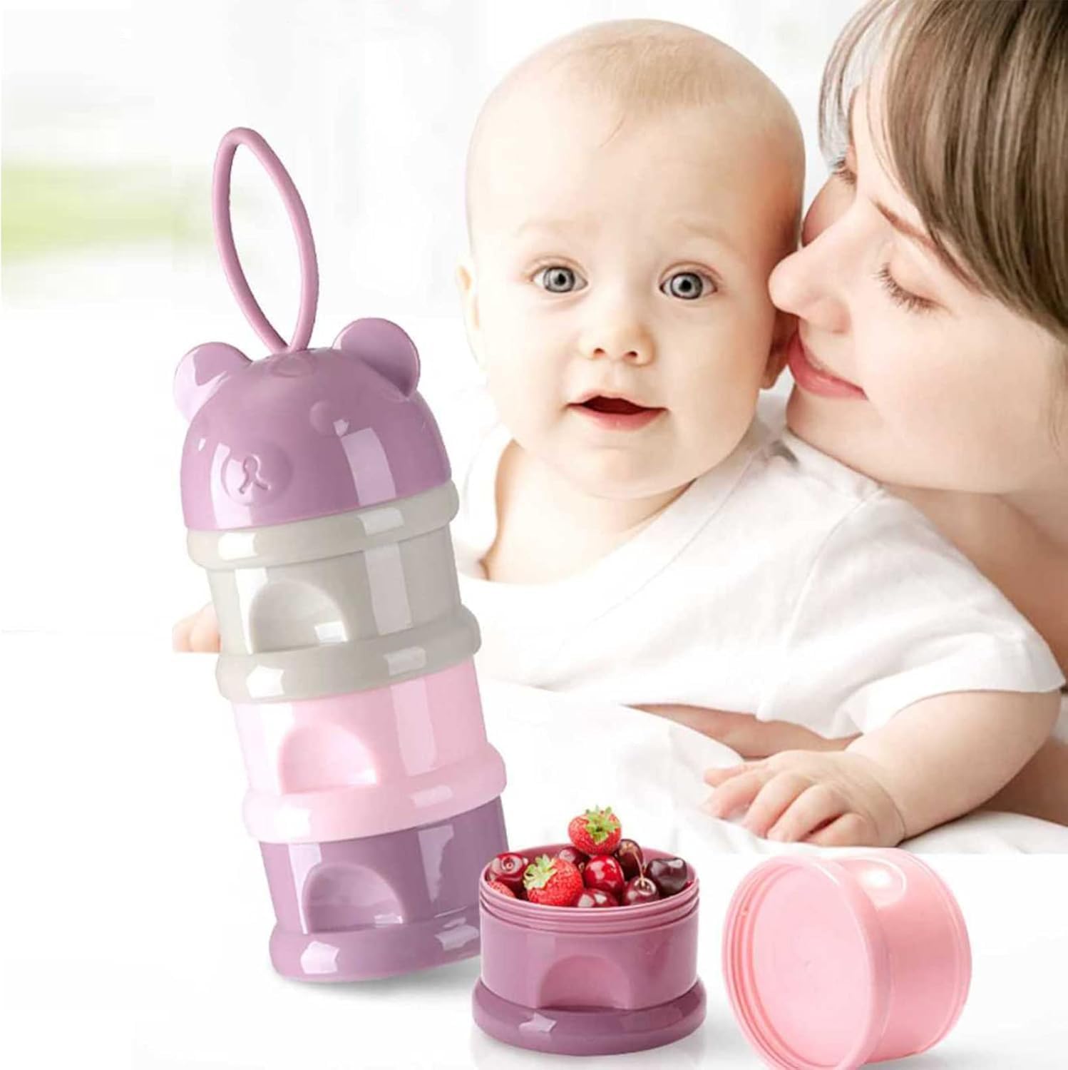 2 PCS 4 Layers Baby Milk Powder Dispenser, Milk Powder Pots,Food Storage Tank, Candy Storage Tank, Formula Dispenser Portable Milk Powder Formula Dispenser Container Pot Box Milk Cans Snack Storage - Image 7