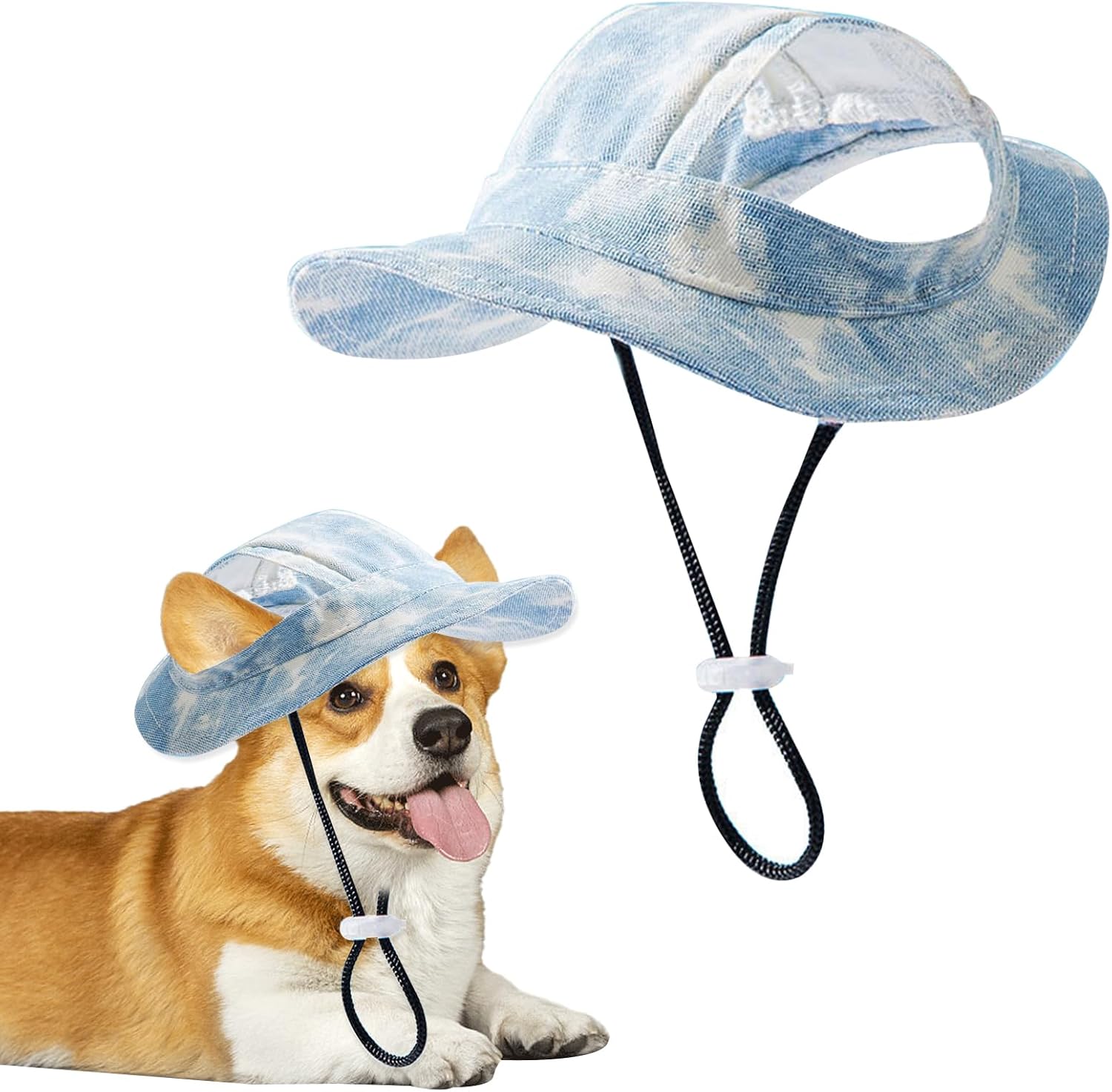 Baseball Cap for Dogs - Visor Sun Protection Hat With Ear Holes, Adjustable Outdoor Sport Hat With Round Brim for Puppy, Small Medium Dogs, Cats (Large) - Image 1