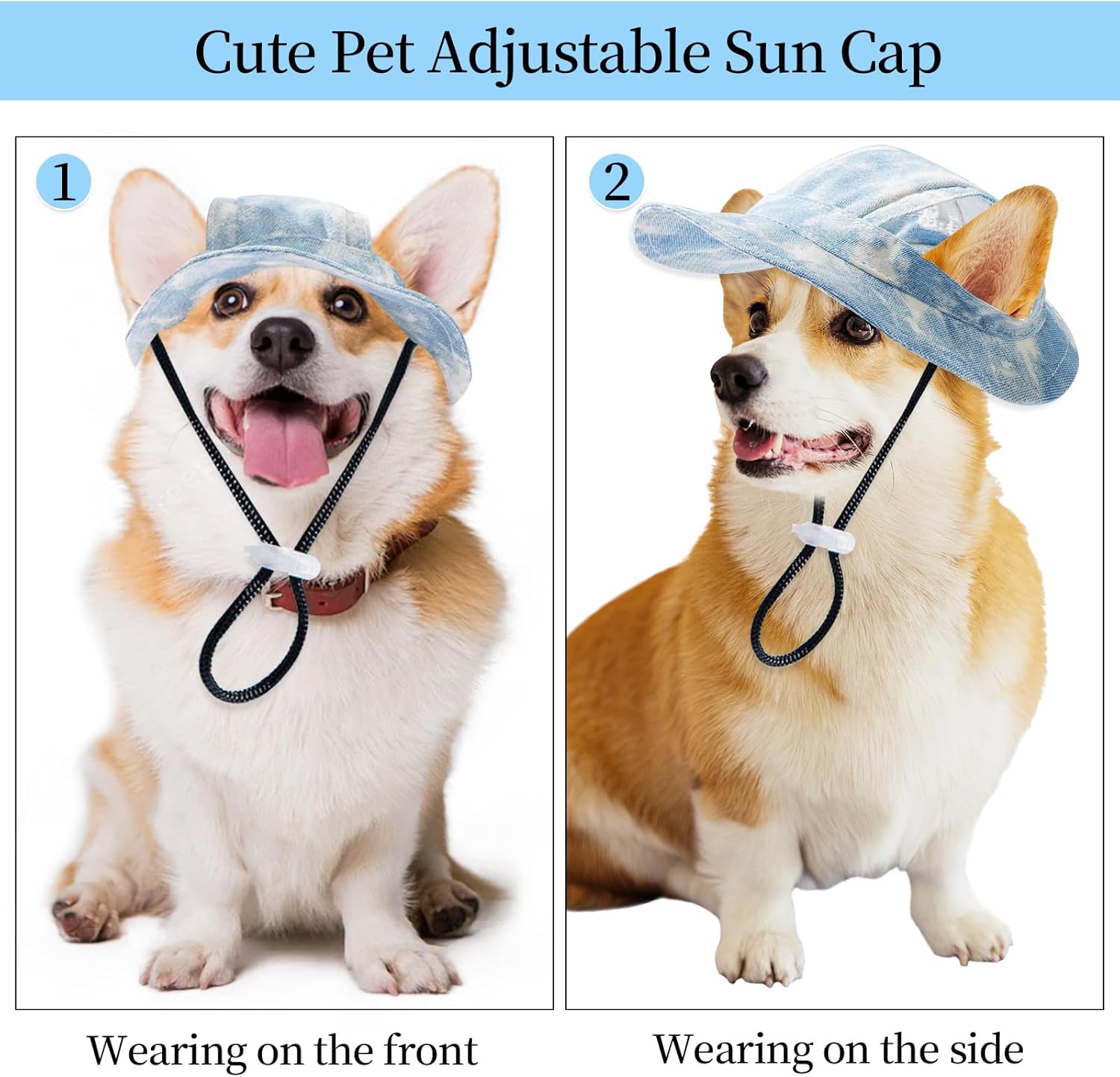 Baseball Cap for Dogs - Visor Sun Protection Hat With Ear Holes, Adjustable Outdoor Sport Hat With Round Brim for Puppy, Small Medium Dogs, Cats (Large) - Image 4