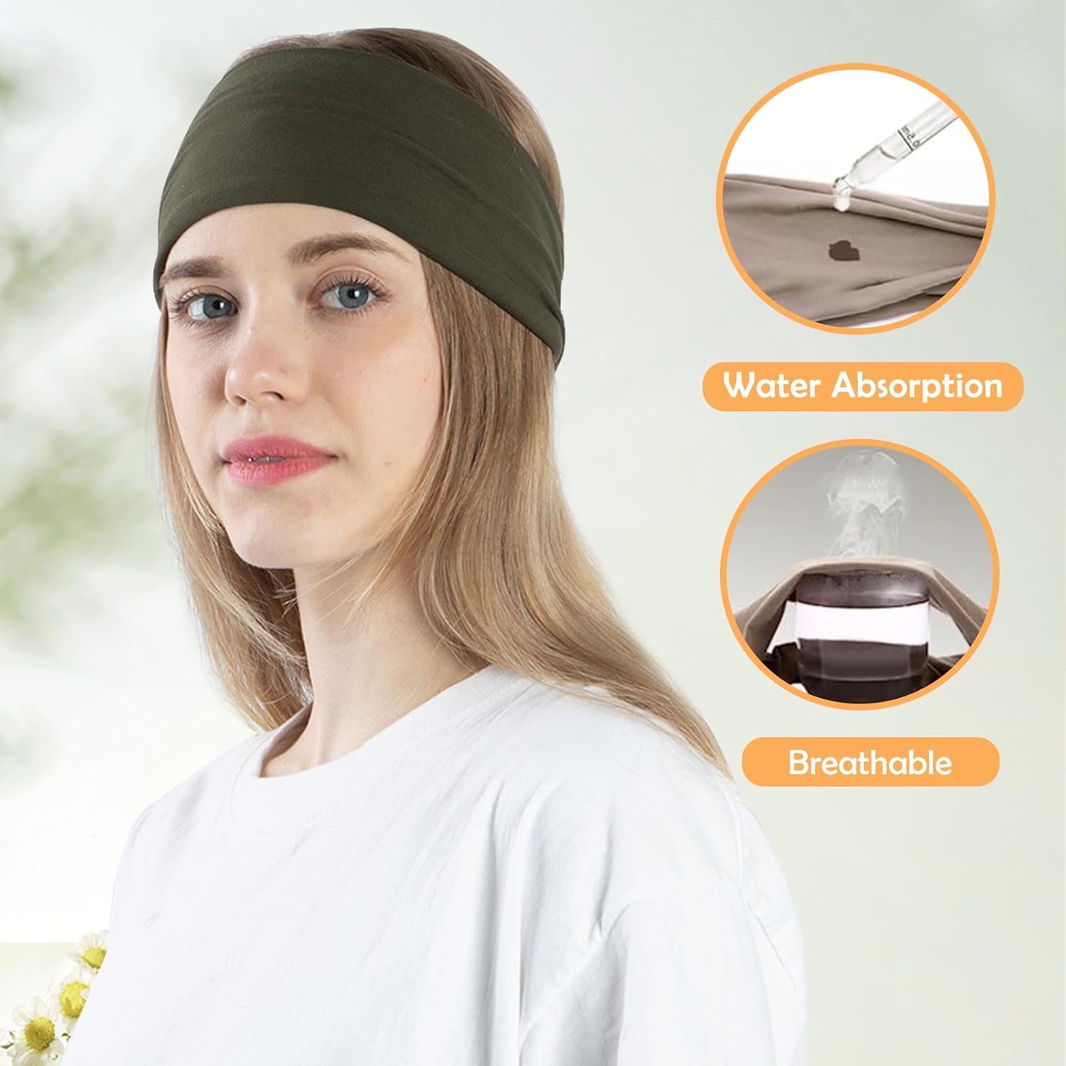 10 Pack Wide Headbands for Women, Workout Yoga Running Sports Headband Elastic Hair Bands, Boho Non Slip Sweat Head Bands Thick Head Wrap (Solid Headbands) - Image 5