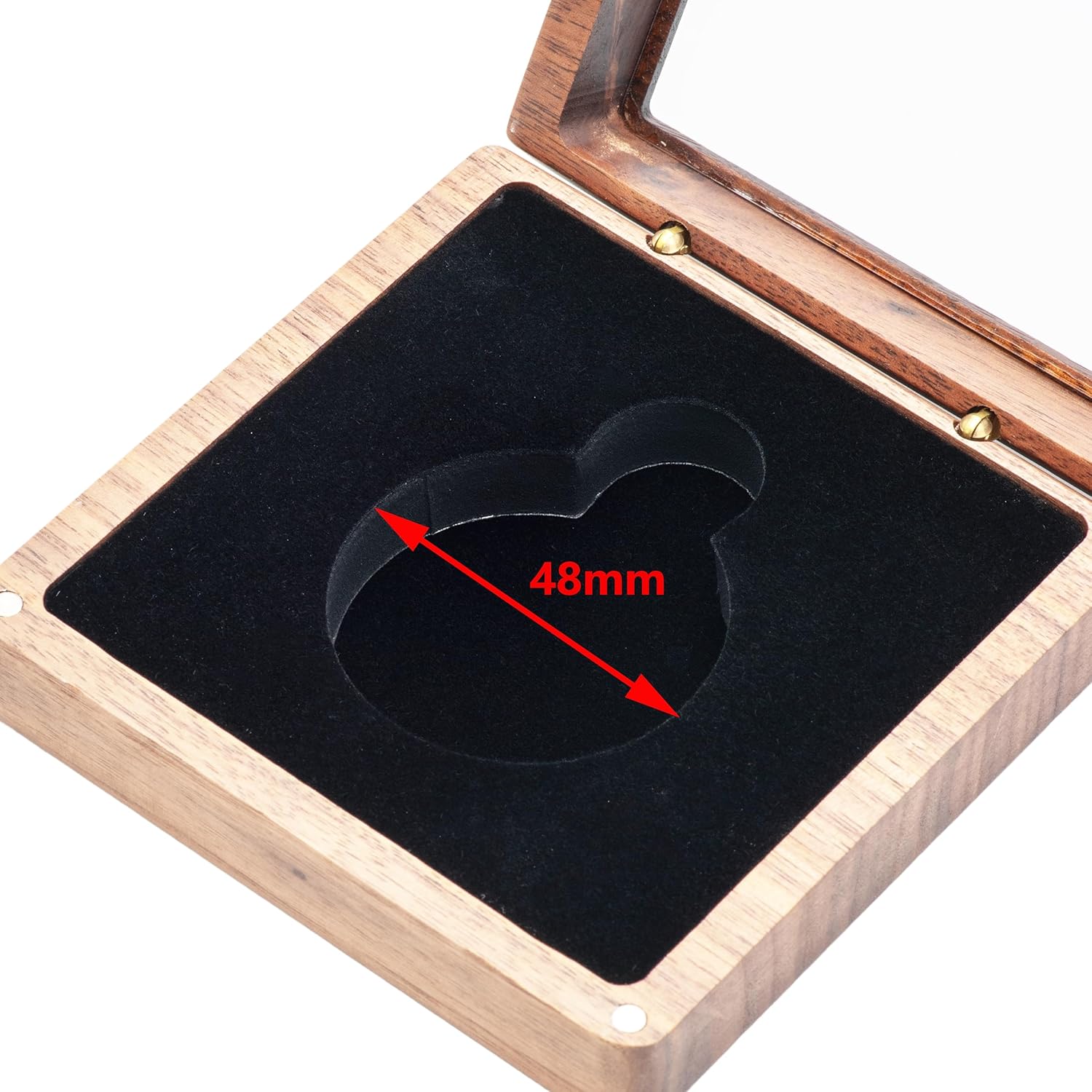 Walnut Wood Pocket Watch Gift Box with Clear Acrylic Lid Portable Single Pocket Watch Display Storage Travel Case Organizer for Men Women (Black Inner) - Image 3