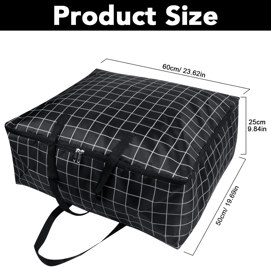 75L Large Storage Bags 2 Pcs Clothes Storage Bags with Zips Heavy Duty Oxford Cloth Moving Bags Waterproof Underbed Storage Bag for Clothes,Blankets,Pillows,Bedding - Image 2