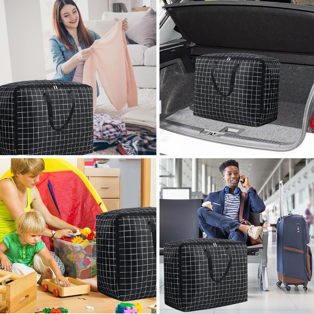 75L Large Storage Bags 2 Pcs Clothes Storage Bags with Zips Heavy Duty Oxford Cloth Moving Bags Waterproof Underbed Storage Bag for Clothes,Blankets,Pillows,Bedding - Image 7