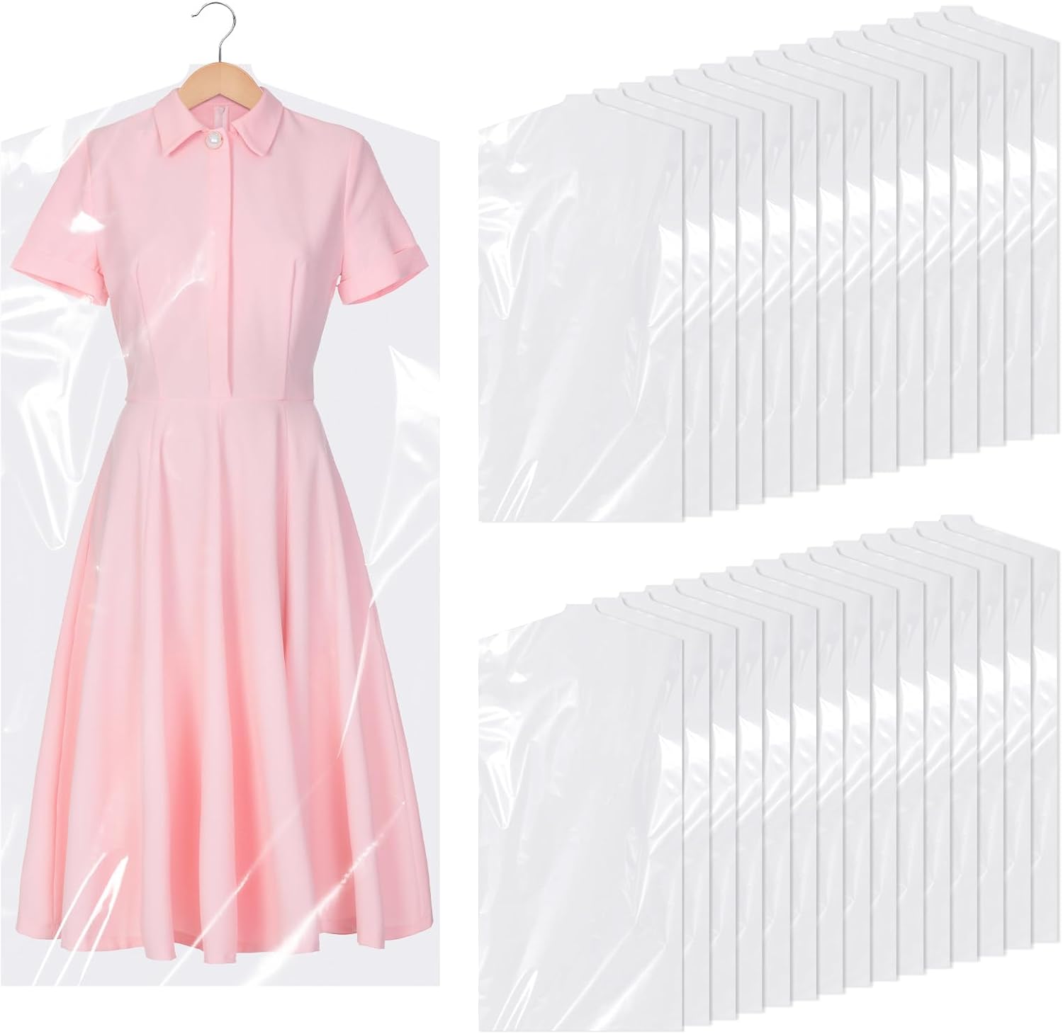 30 Pack Clear Garment Bags, 47.2 Inch Plastic Garment Bags Dustproof, Long Clothes Covers, Waterproof Suit Cover Bag, Moth Proof Coat Bag for Shirts Gowns Dresses - Image 1