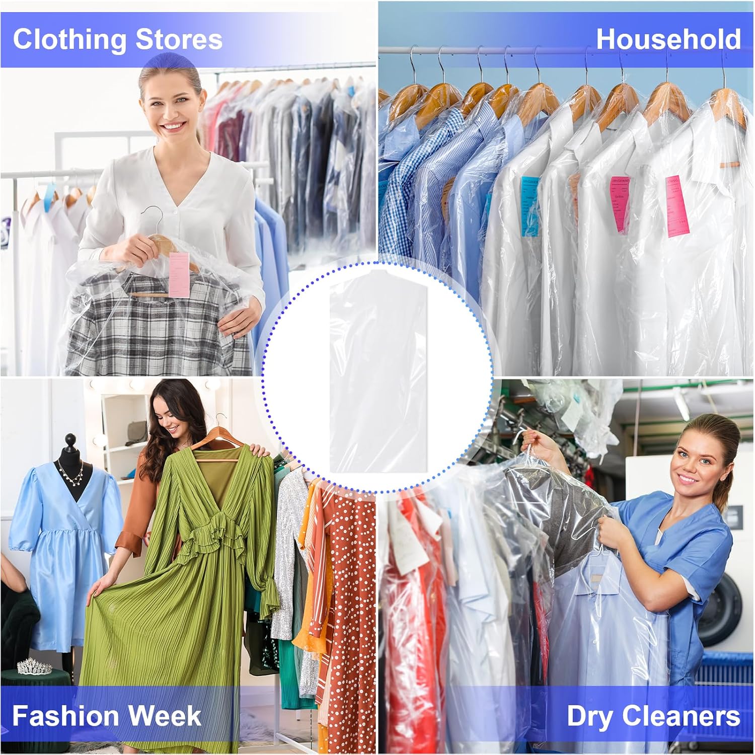 30 Pack Clear Garment Bags, 47.2 Inch Plastic Garment Bags Dustproof, Long Clothes Covers, Waterproof Suit Cover Bag, Moth Proof Coat Bag for Shirts Gowns Dresses - Image 7