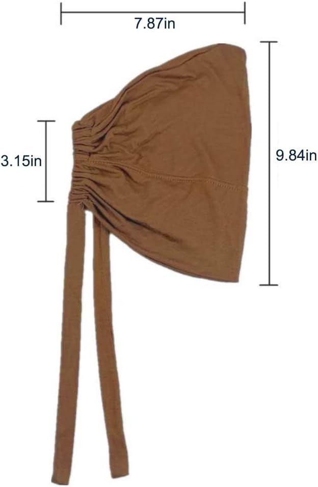 4 Pcs Women Hijab Undercap Muslim Inner Beanies Cap with Tie Back Closure Adjustable Underscarf Hat Chemo Turban Cap - Image 3