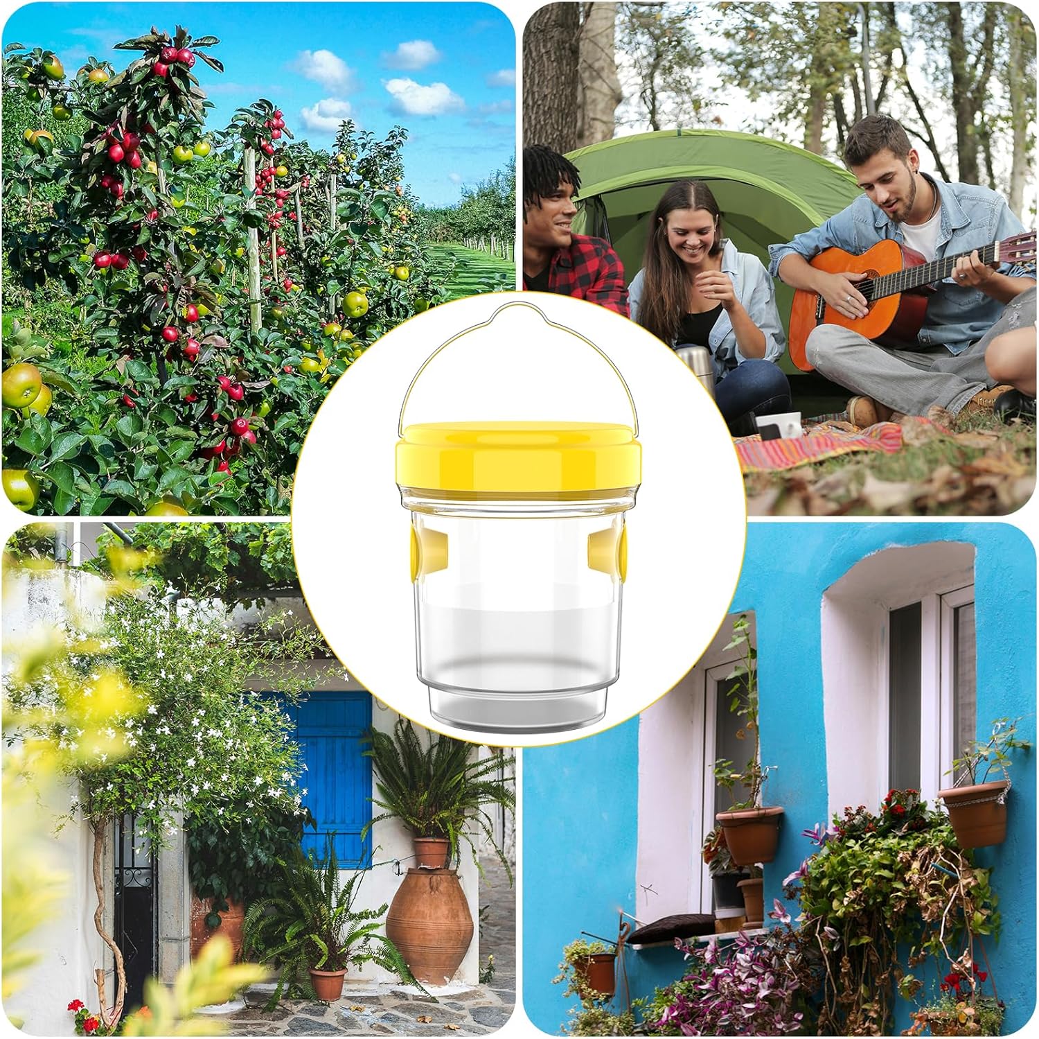 2pcs Wasp Trap, Yellow Hornet Bee Traps Catcher with Hanging Non-Toxic PP Plastic Jacket Traps for Outdoors/Garden - Yellow - Image 8