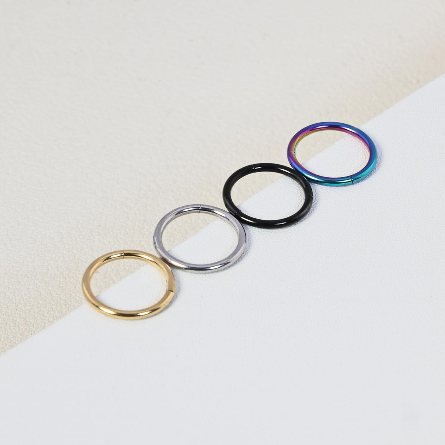 4 Pcs Nose Rings Hoops for Women, 14K Gold Hinged Clickers Nose Rings for Men, Hypoallergenic 316L Surgical Steel Cartilage Tragus Helix Daith Earring Lip Hoop Ring 20g 18g 6 8mm - Image 4