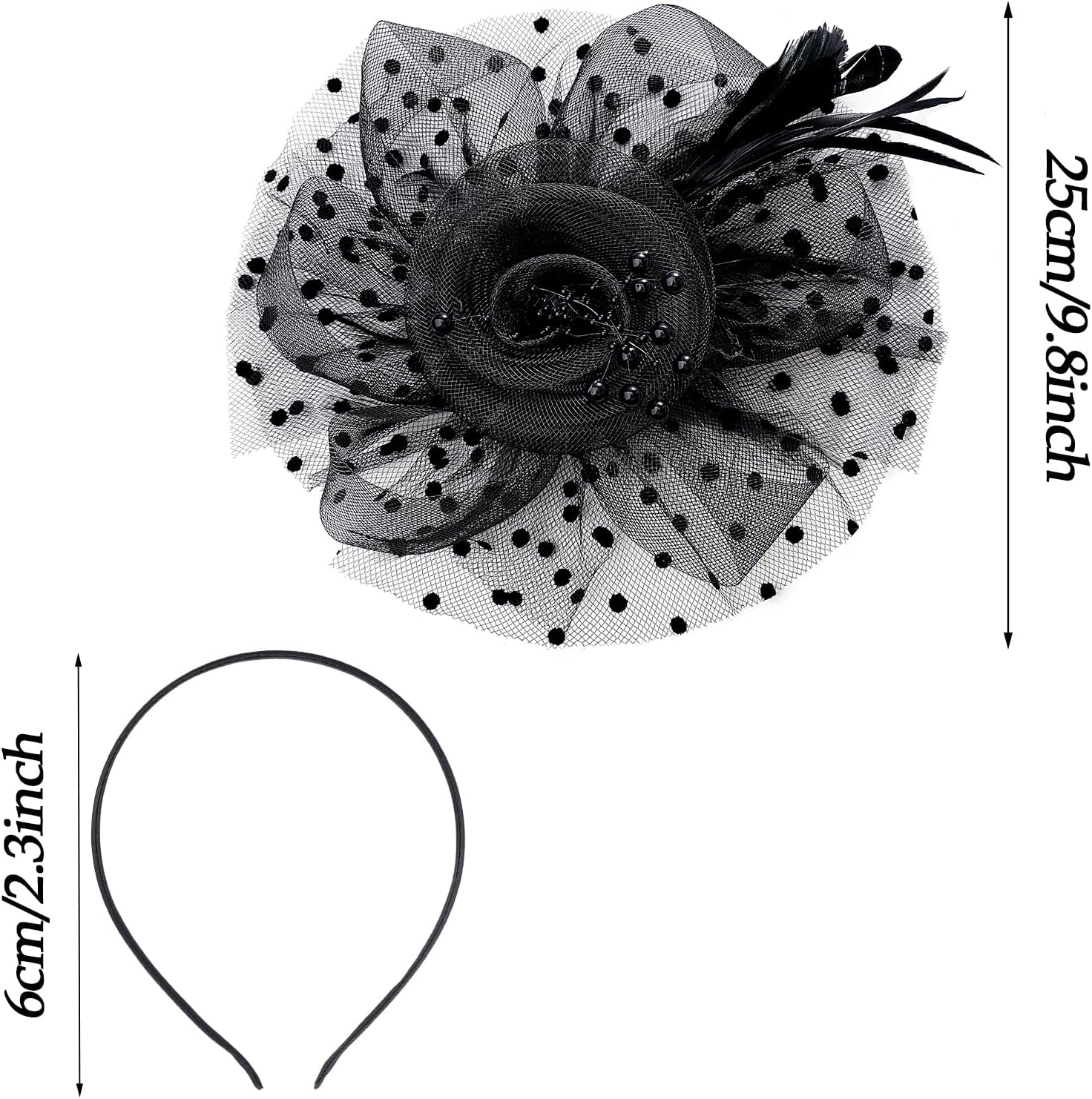 Fascinators Hat Cocktail Hat Feathers Veil Headband with Hair Clip for Tea Party Girls and Women - Image 3
