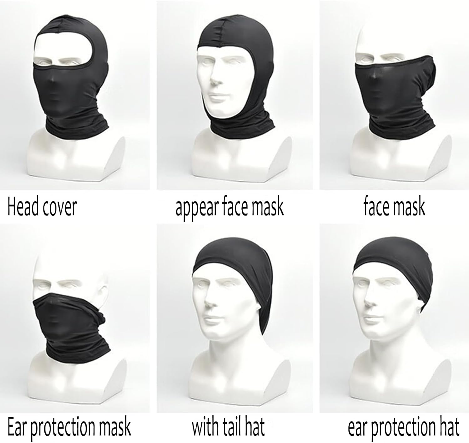 7PCS Bandana Face Mask, UV Protector Motorcycle Ski Scarf,Helmet Mask Balaclava Black Tactical Face Mask - Image 6