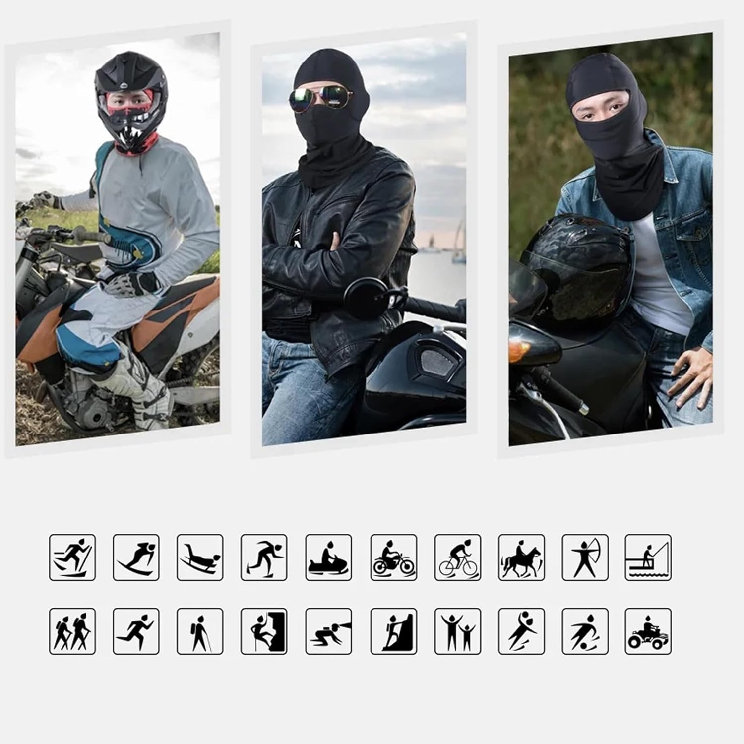 7PCS Bandana Face Mask, UV Protector Motorcycle Ski Scarf,Helmet Mask Balaclava Black Tactical Face Mask - Image 7