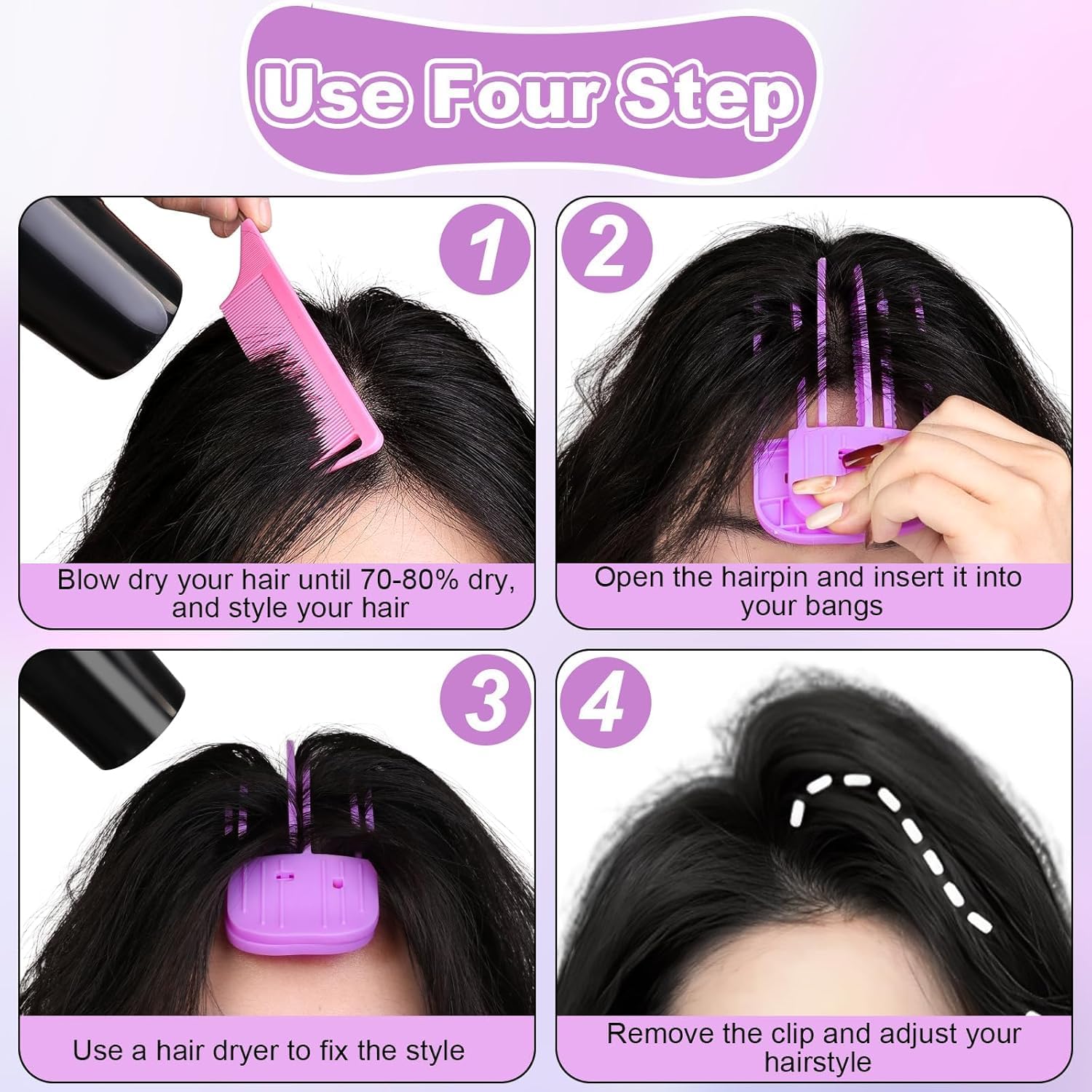 2 Pcs Wind Shaping Styling Comb for Fluffy Bangs,No-Trace Hair Root Lifting Hair Volume Clip,Easy High Crown Volume Tool,Quick Hair Styling Tools Volumizing Hair Clips for All Hair Types (Rose Red) - Image 3