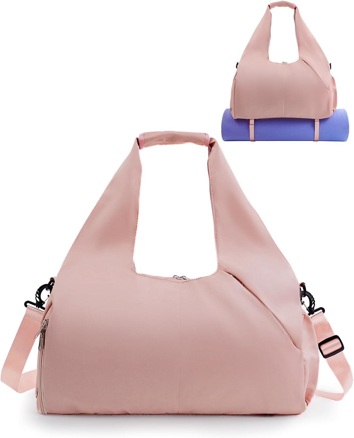 Gym Bag for Women with Shoe Compartment Yoga Mat Bag with Wet Pocket and Water Bottle Holder Weekender Bag with Strap - Image 1