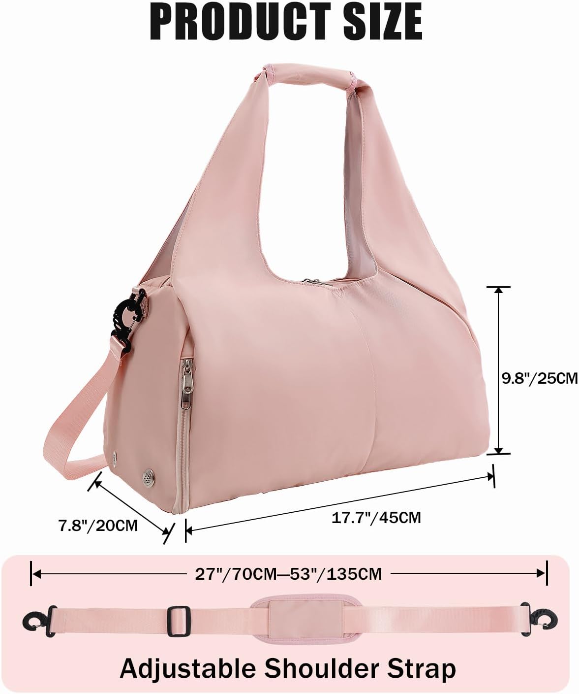 Gym Bag for Women with Shoe Compartment Yoga Mat Bag with Wet Pocket and Water Bottle Holder Weekender Bag with Strap - Image 4
