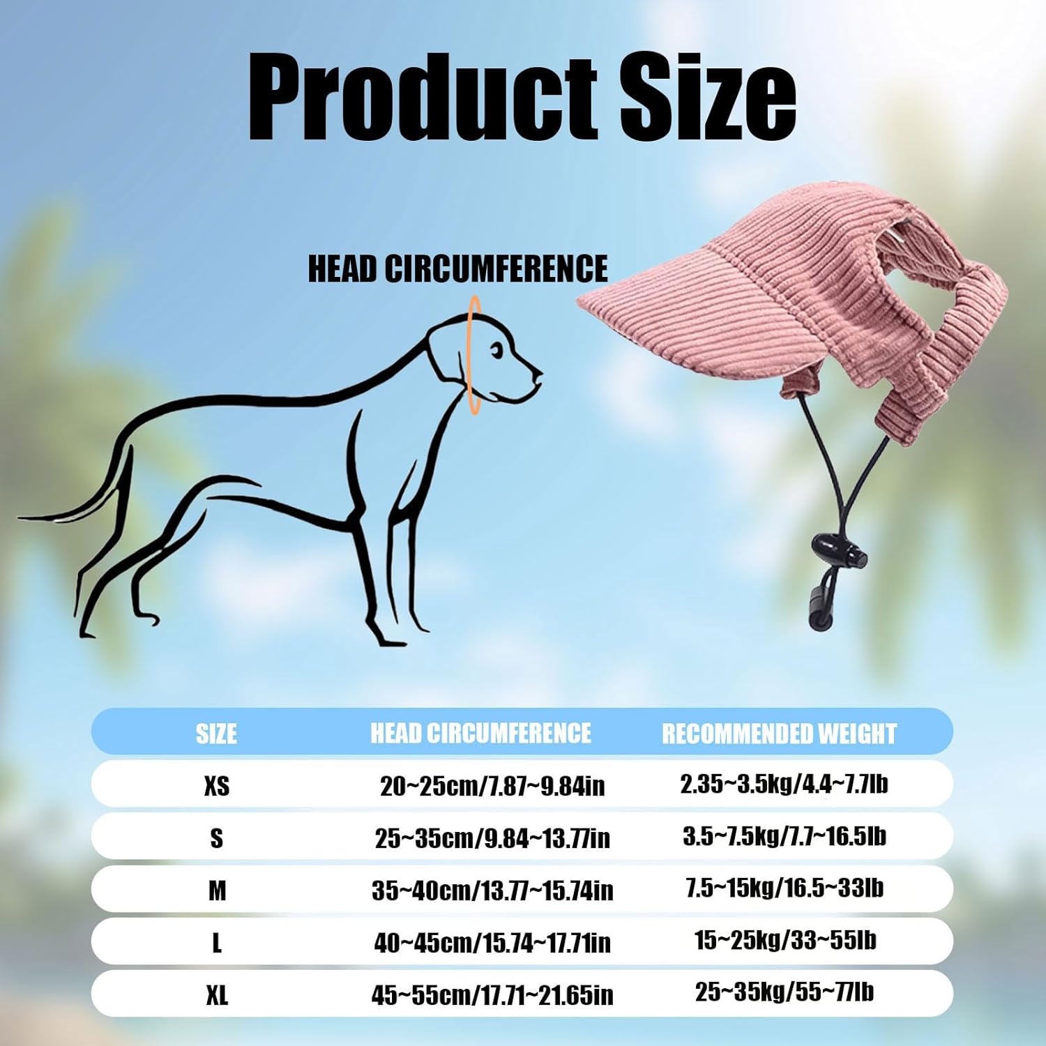 Dog Baseball Cap, Dog Cat Summer Beach Visor Hat with Ear Holes, Adjustable Puppy Sunbonnet Headdress (Pink, Large) - Image 6
